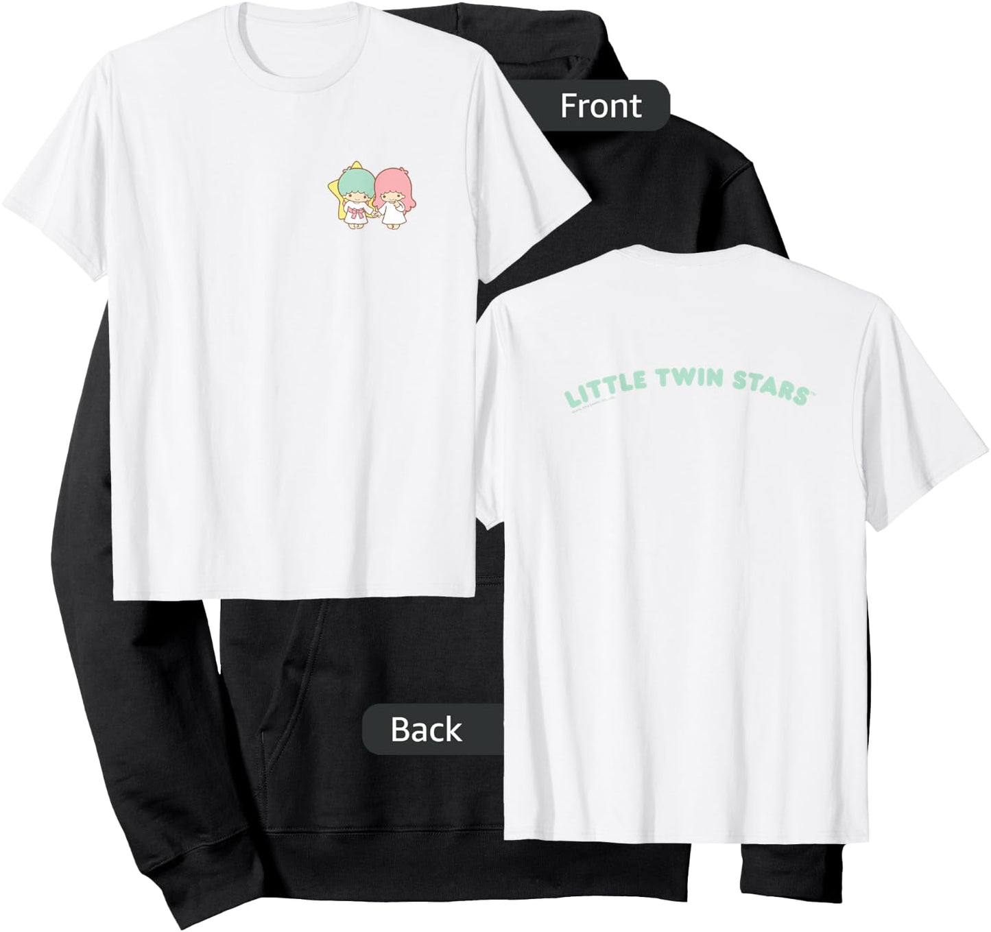 Little Twin Stars Front and Back Logo Shirt Hoodie - Hoodie | Black