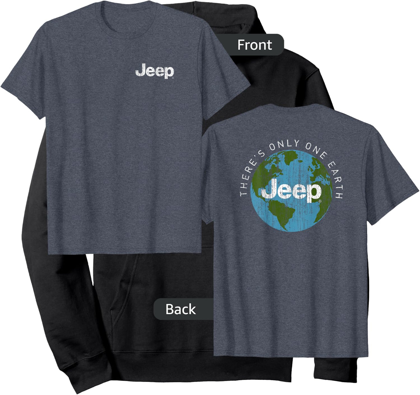 Jeep - There's Only One Earth (Front/Back Print) Small Hoodie - Hoodie | Black