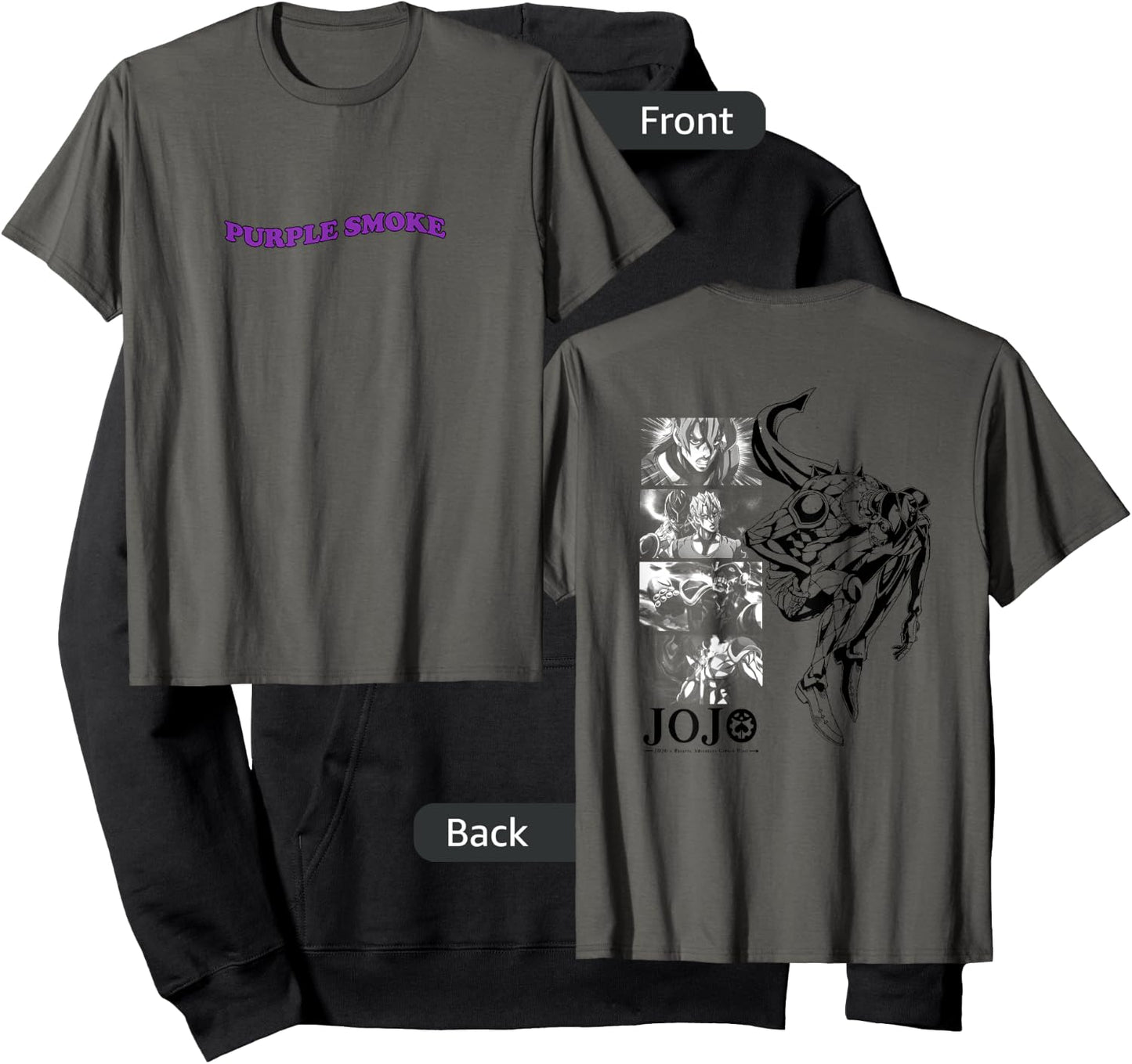 JoJo's Bizarre Adventure Fugo & Purple Smoke Haze Front Back Hoodie - Hoodie | Black