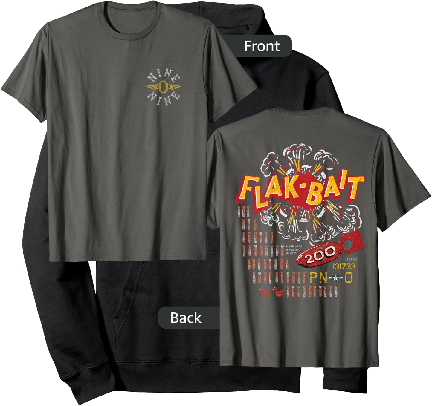 Flak-Bait | B-26 Marauder WW2 Nose Art | Front & Back Print Hoodie - Hoodie | Black