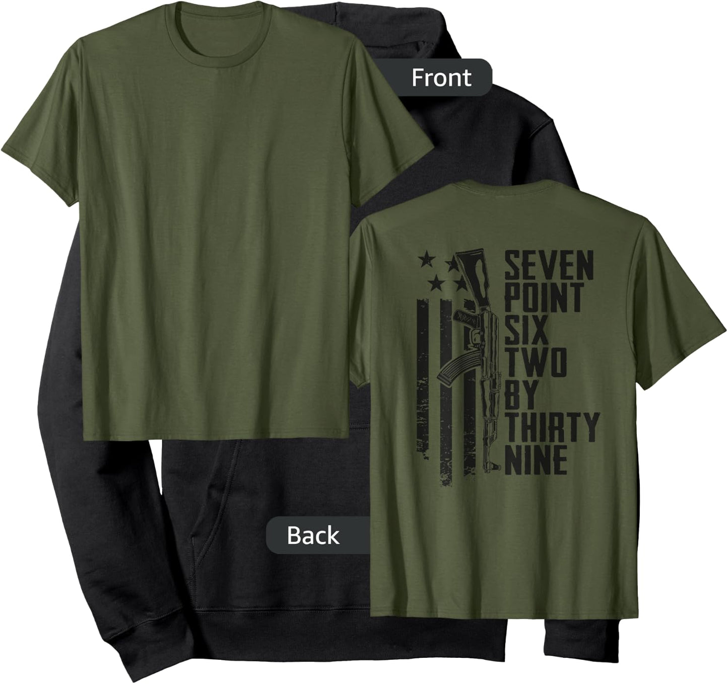 7.62x39 Seven Six Two X 39 AK47 7.62 Rifle - Camo (ON BACK) Hoodie - Hoodie | Black