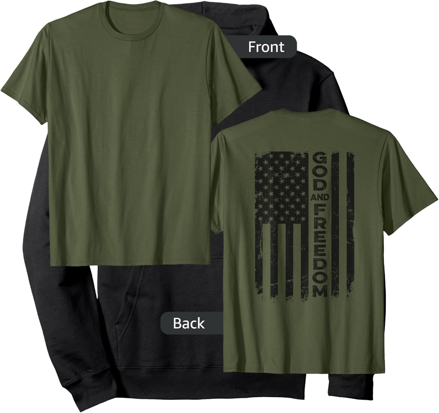 God And Country - USA Patriotic Christian Camo Flag -ON BACK Hoodie - Hoodie | Black