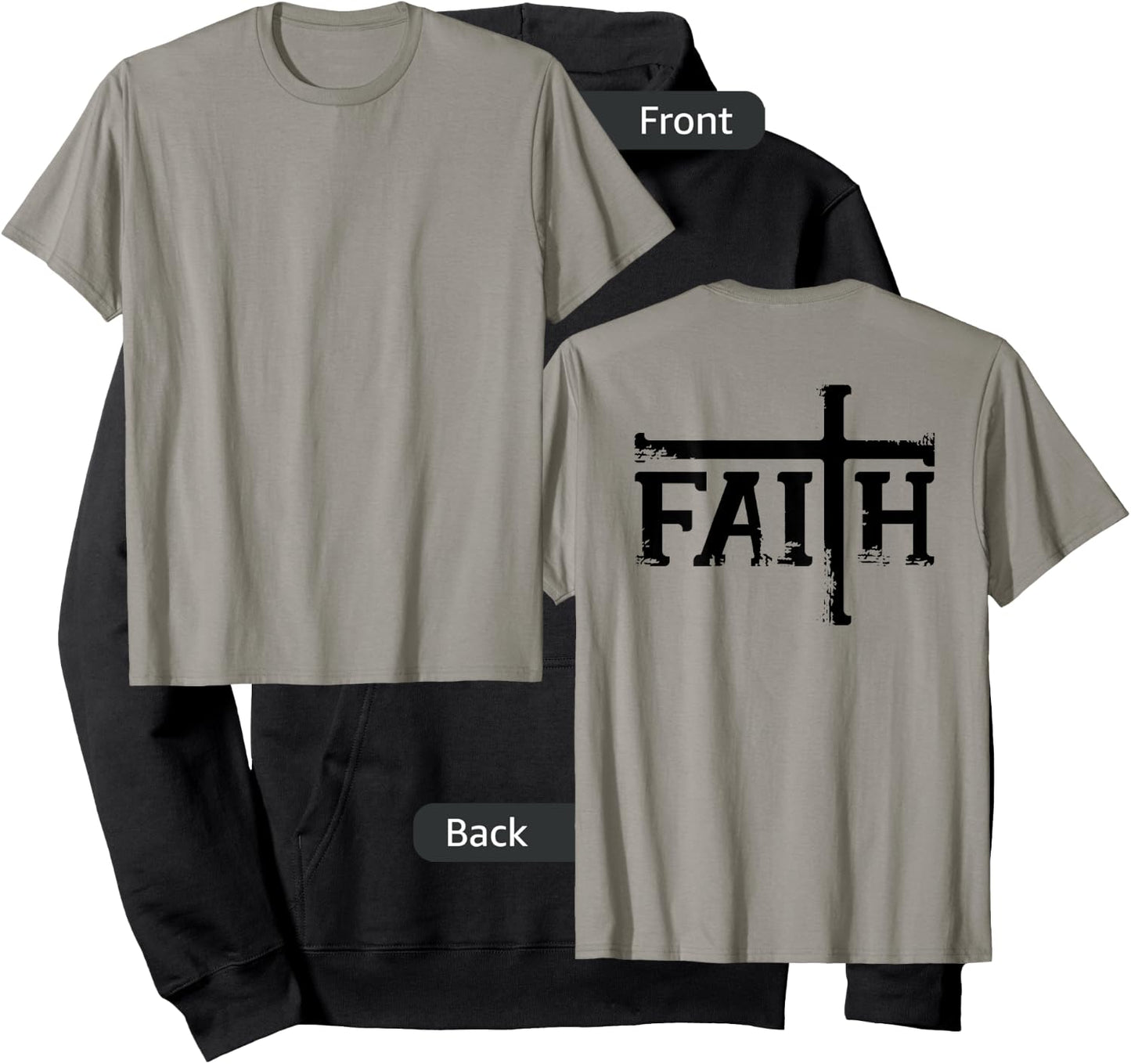 FAITH Cross Jesus Christ Christian Meme DESIGN ON BACK Hoodie - Hoodie | Black