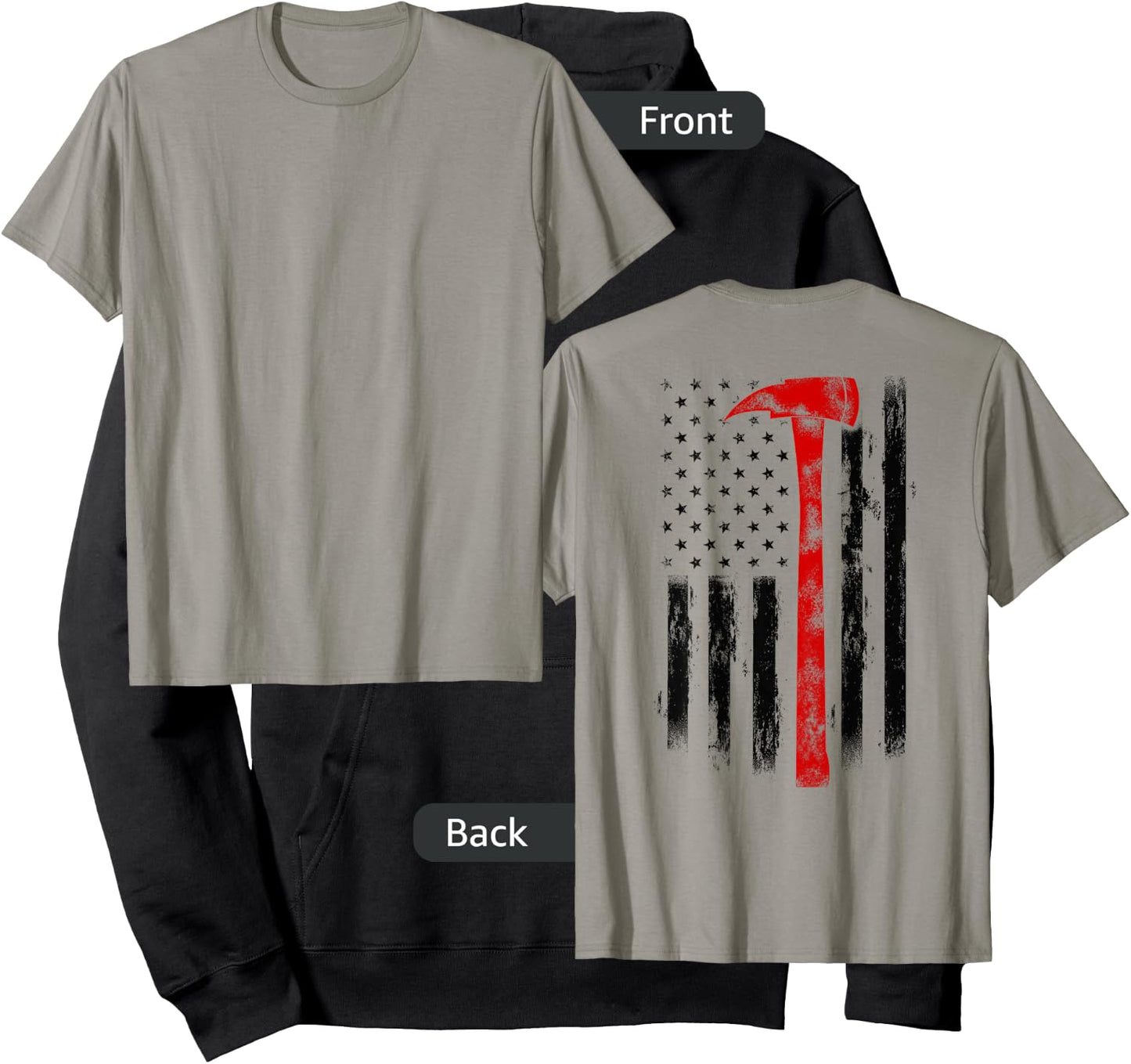 US Fireman Distressed Firefighter American Red Axe Flag Hoodie - Hoodie | Black