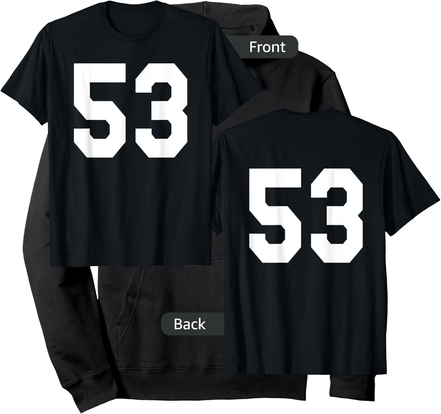 Number 53 Sports Jersey Front and Back Team Player Hoodie - Hoodie | Black