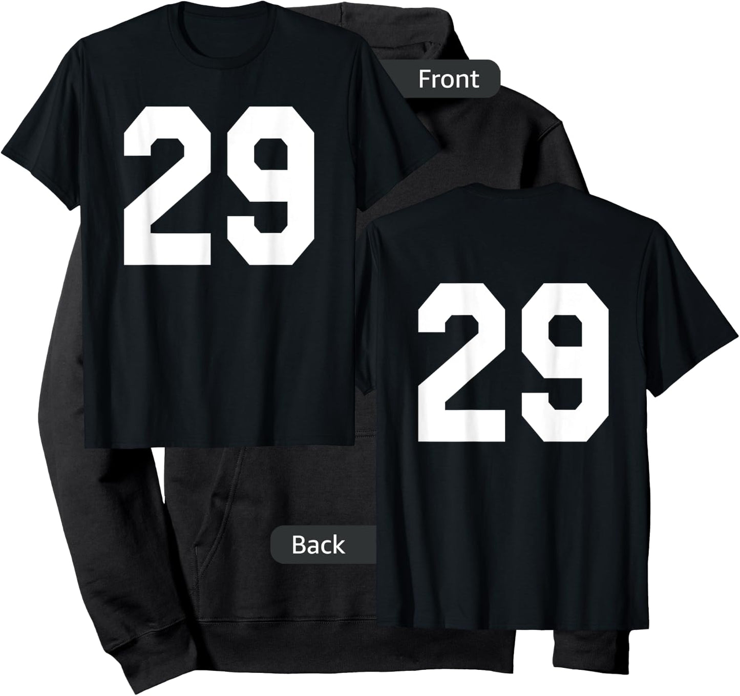 Number 29 Sports Jersey Front and Back Team Player Hoodie - Hoodie | Black