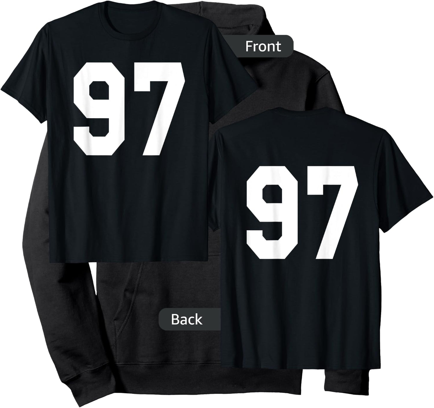 Number 97 Sports Jersey Front and Back Team Player Hoodie - Hoodie | Black