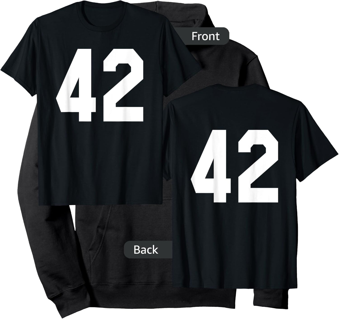 Number 42 Sports Jersey Front and Back Team Player Hoodie - Hoodie | Black