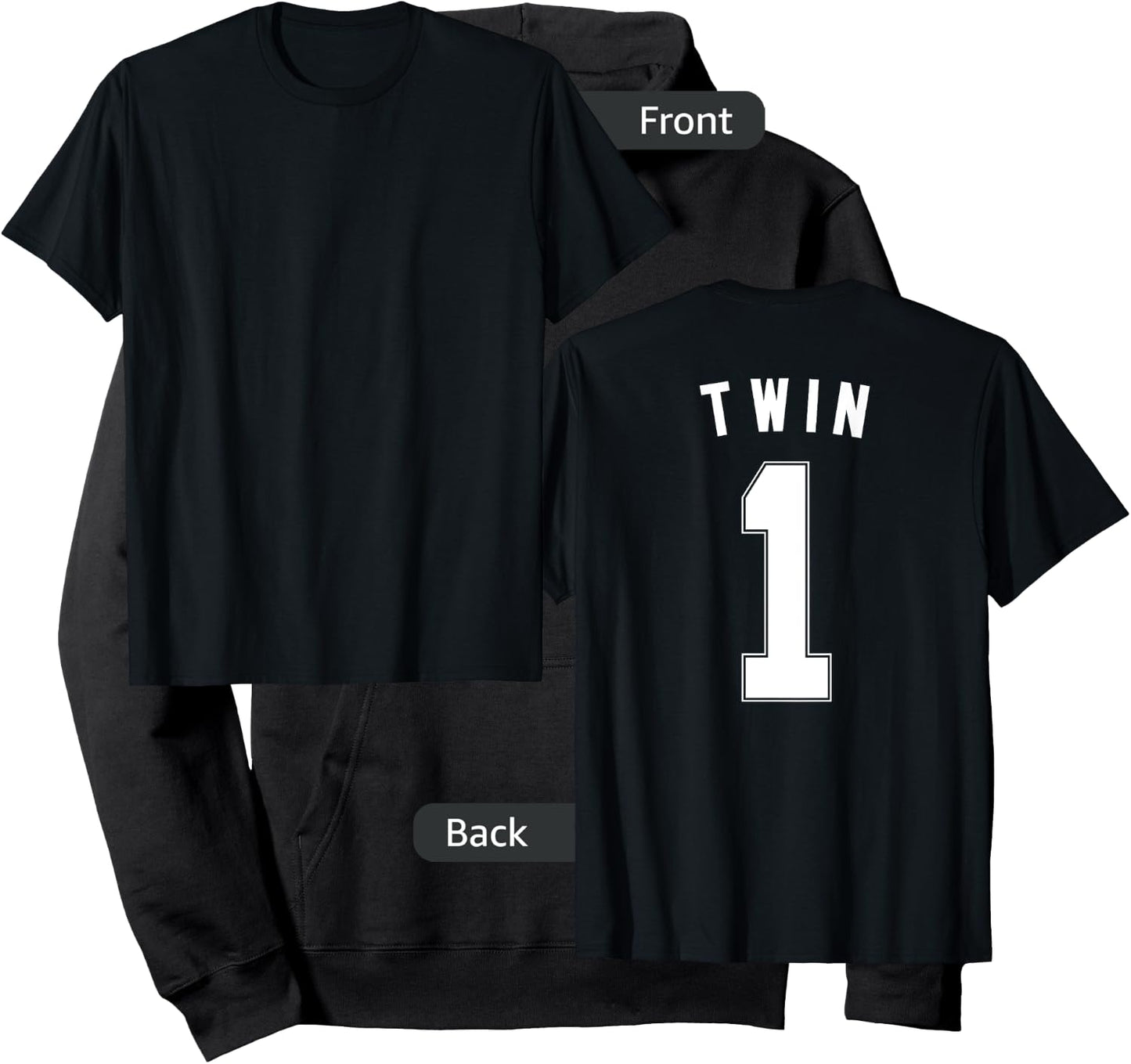 TWIN 1 shirt funny matching adult kid jersey identical twin Hoodie - Hoodie | Black