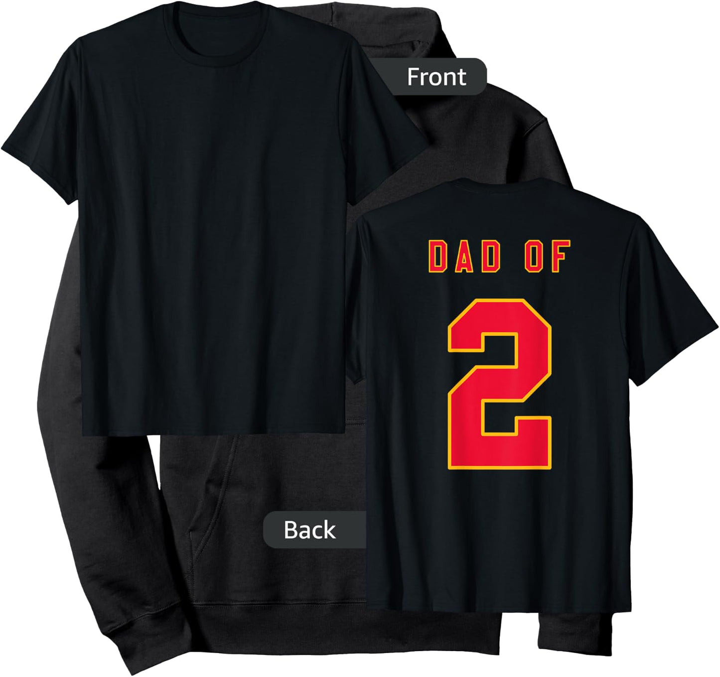 DAD OF 2 Shirt Funny New Dad of Two or Dad To Be Again Gift Hoodie - Hoodie | Black