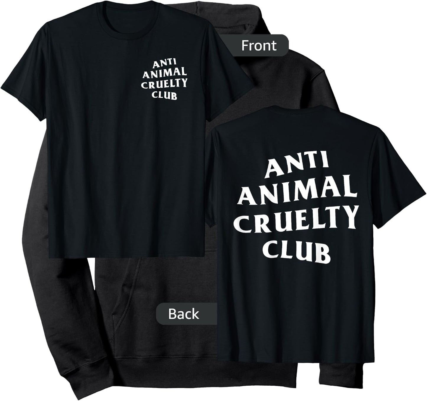Anti Animal Cruelty Club White Logo (Front + Back) Hoodie - Hoodie | Black
