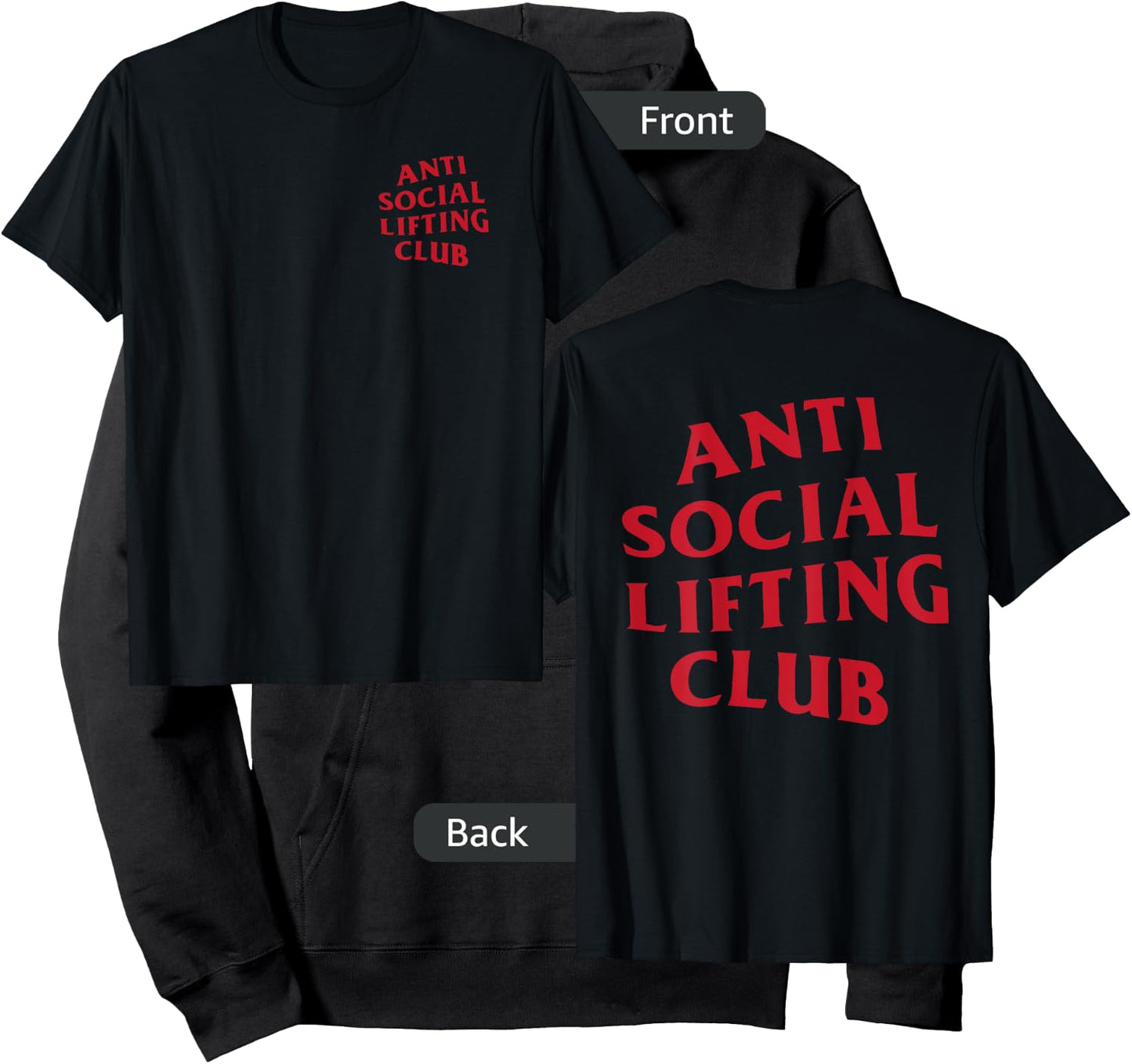 Anti Social Lifting Club: Red Logo (Front + Back) Hoodie - Hoodie | Black