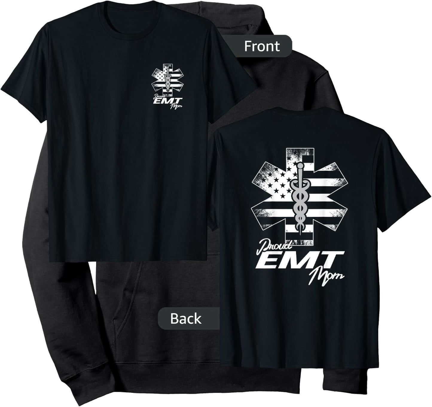 Proud EMT Mom Emergency Medical Technician T Shirt Hoodie - Hoodie | Black