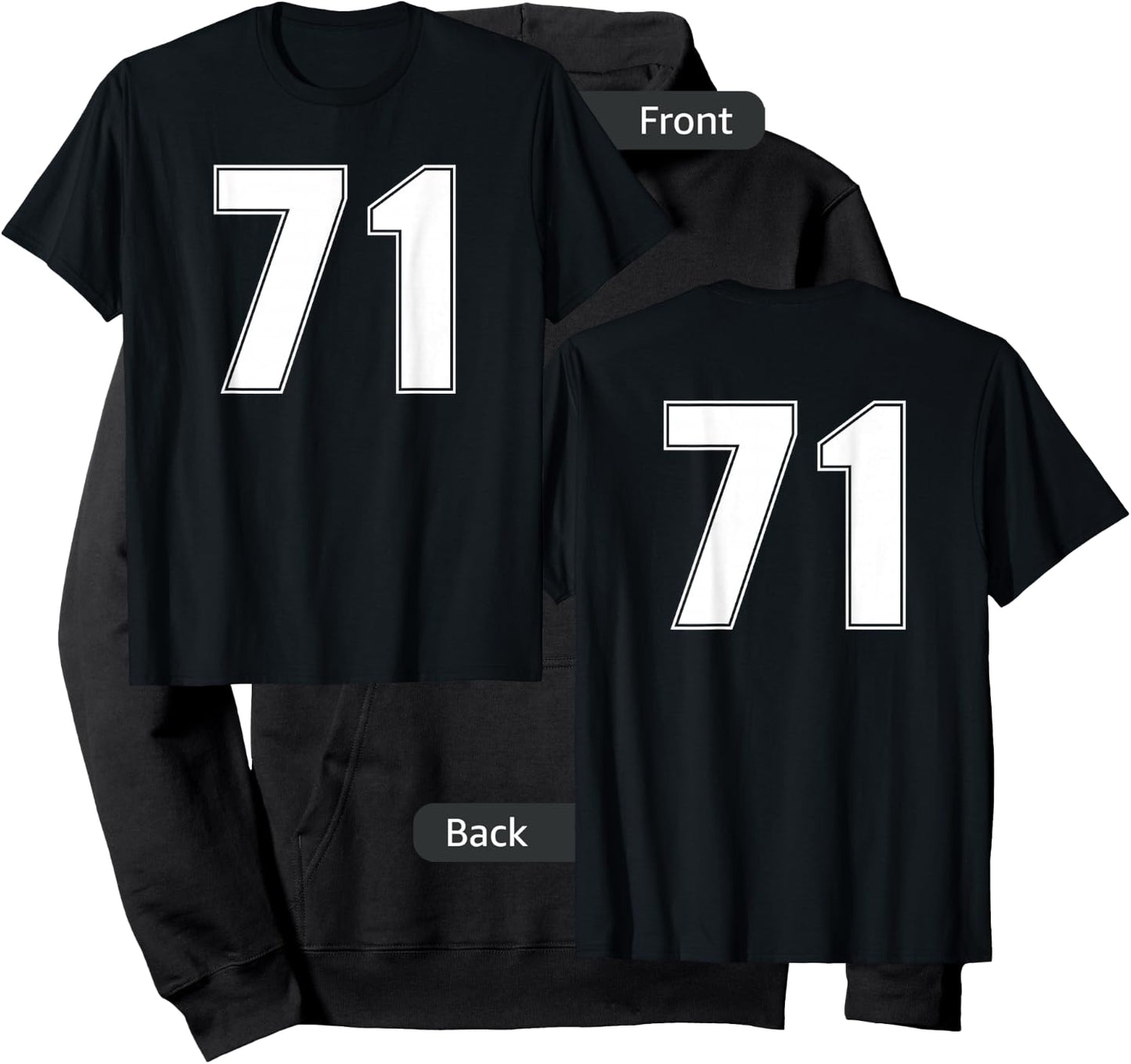 Number 71 Seventy One Year Sport Jersey #71 Front & Back Hoodie - Hoodie | Black