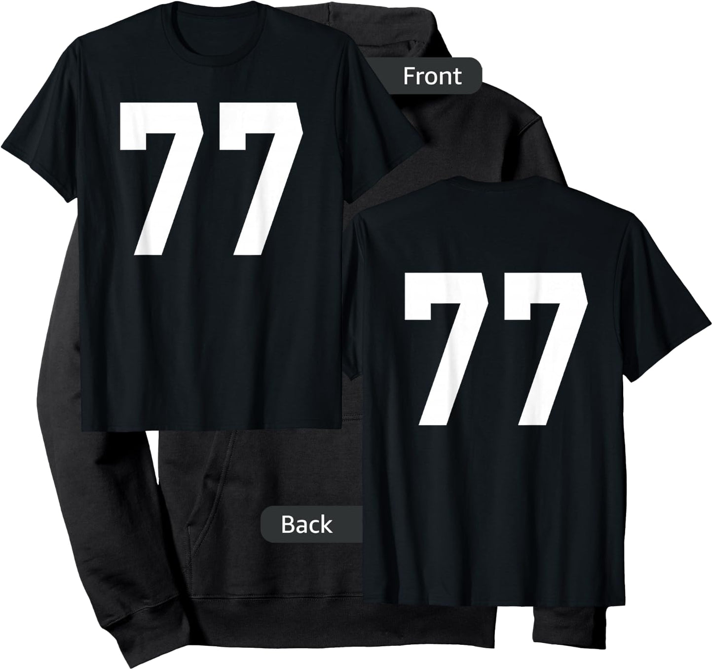 Number 77 Sports Jersey Front and Back Team Player Hoodie - Hoodie | Black