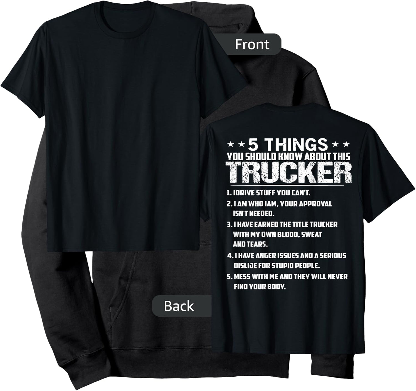 5 Things You Should Know About This Trucker (on back) Hoodie - Hoodie | Black