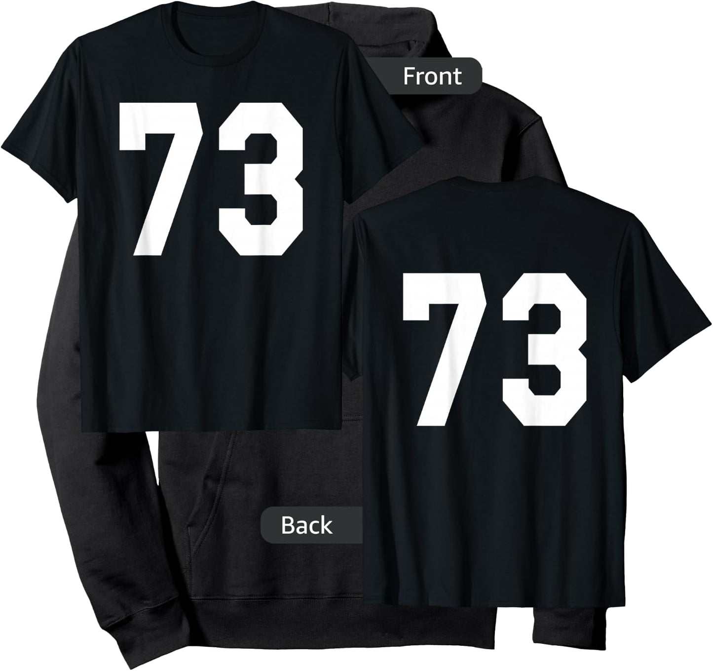 Number 73 Sports Jersey Front and Back Team Player Hoodie - Hoodie | Black