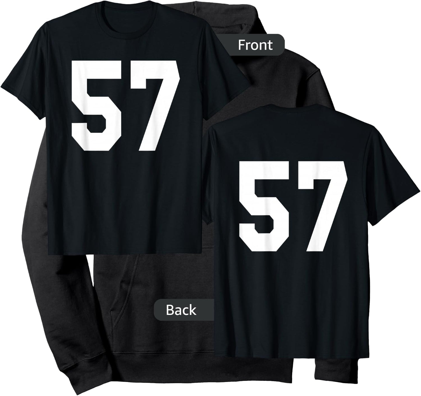 Number 57 Sports Jersey Front and Back Team Player Hoodie - Hoodie | Black