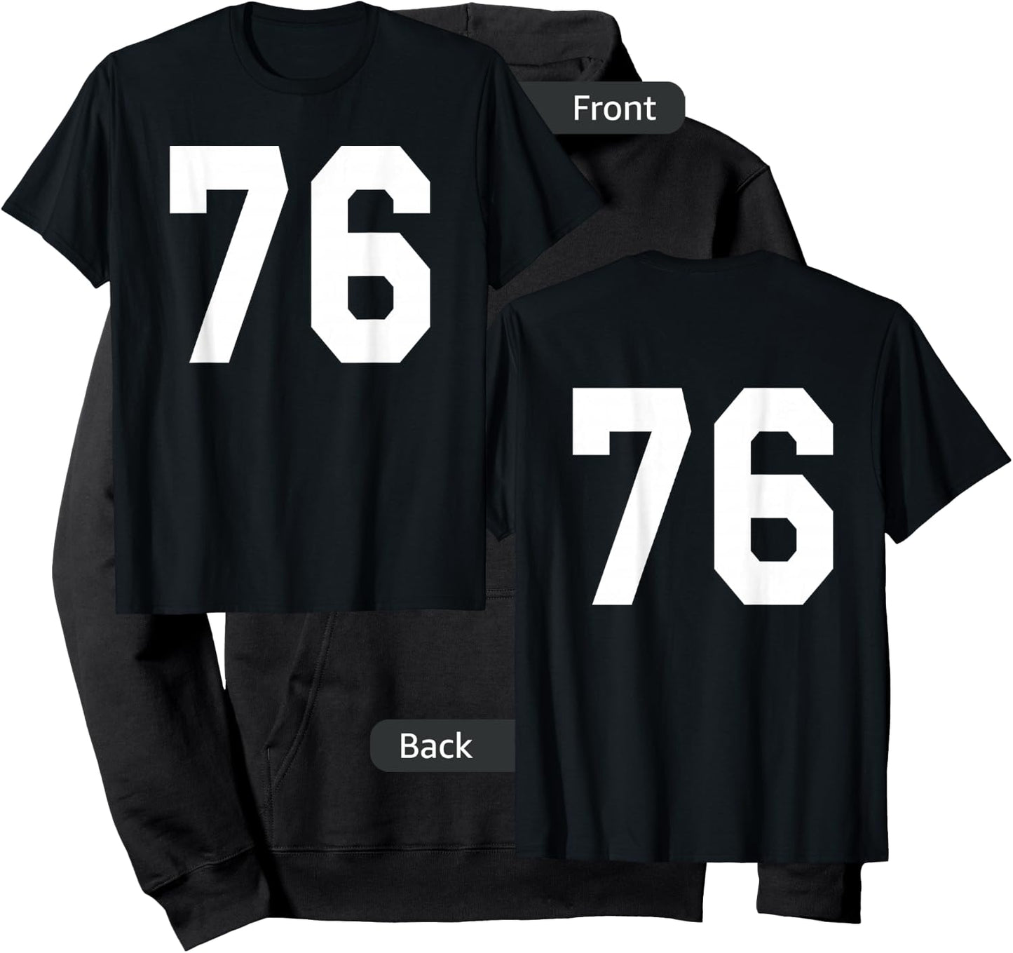 Number 76 Sports Jersey Front and Back Team Player Hoodie - Hoodie | Black