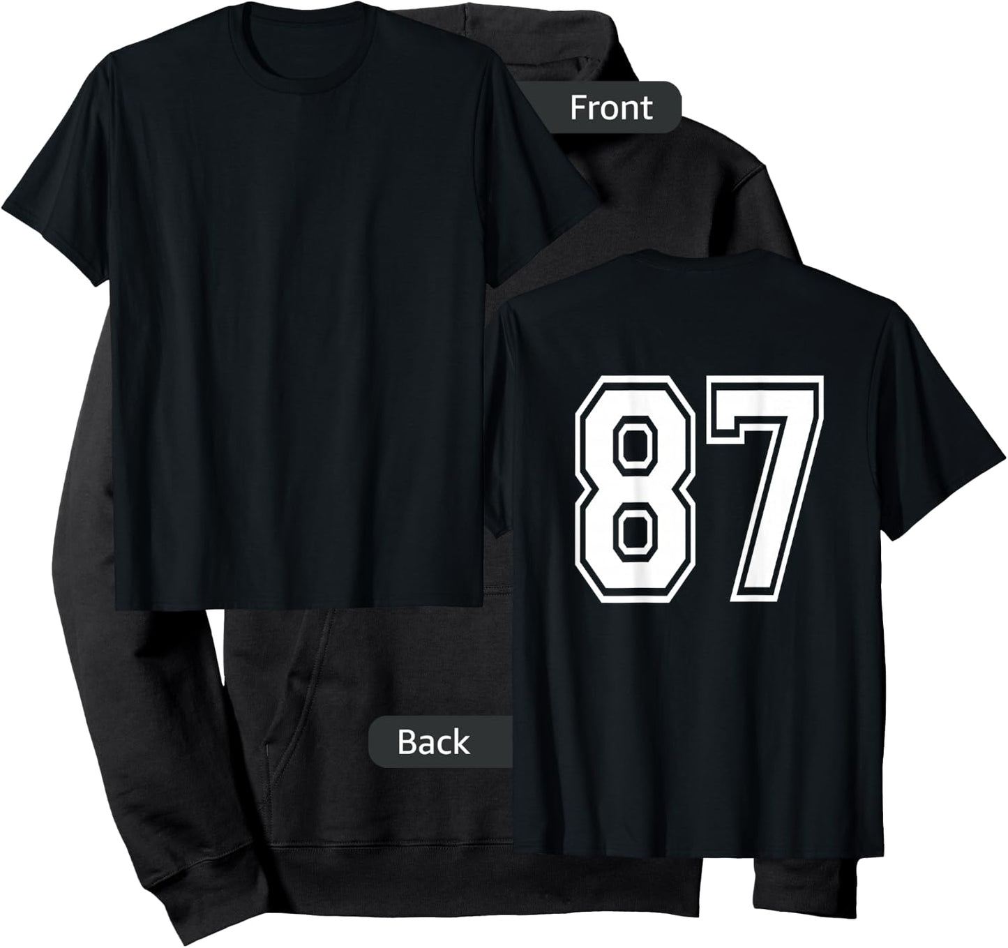 Number 87 Shirt Sports Player Number BACK of Shirt only Hoodie - Hoodie | Black