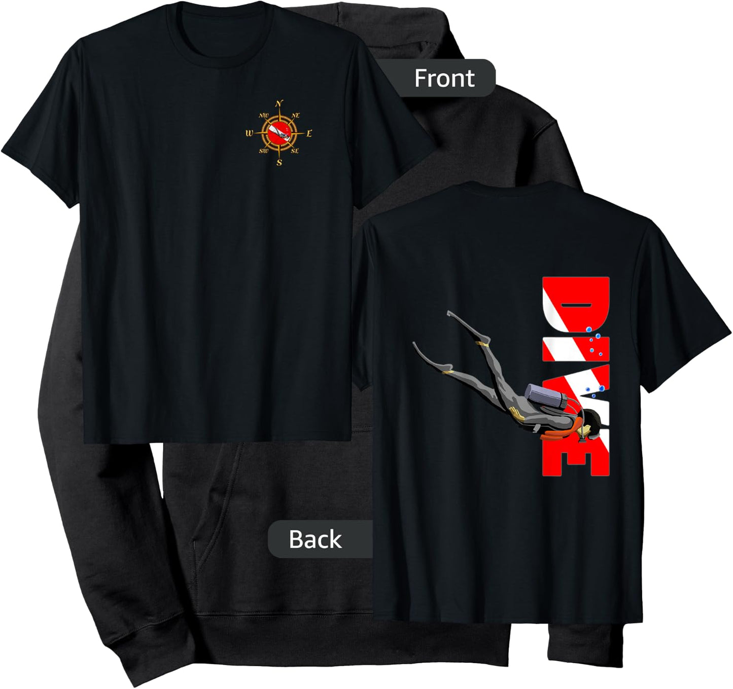Scuba Diving Diver Down Flag (2-Sided) Hoodie - Hoodie | Black