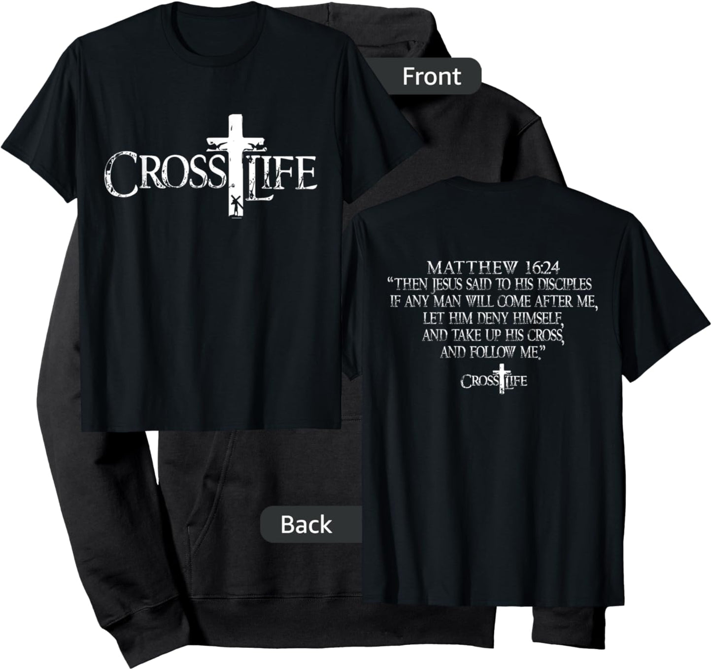 Cross Life Matthew 16:24 Take up your Cross Christian Hoodie - Hoodie | Black