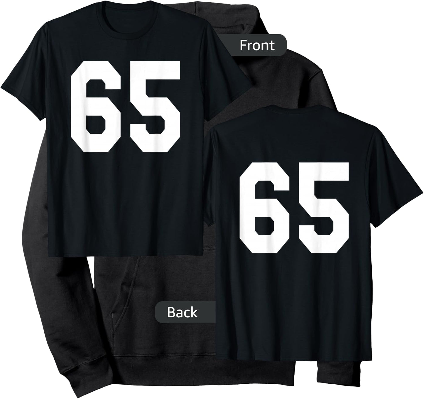 Number 65 Sports Jersey Front and Back Team Player Hoodie - Hoodie | Black