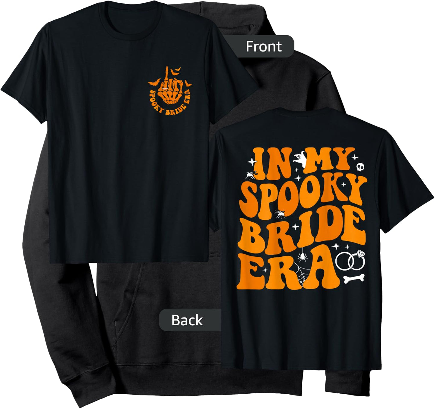 Groovy In My Spooky Bride Era Retro Halloween Bachelorette Hoodie - Hoodie | Black