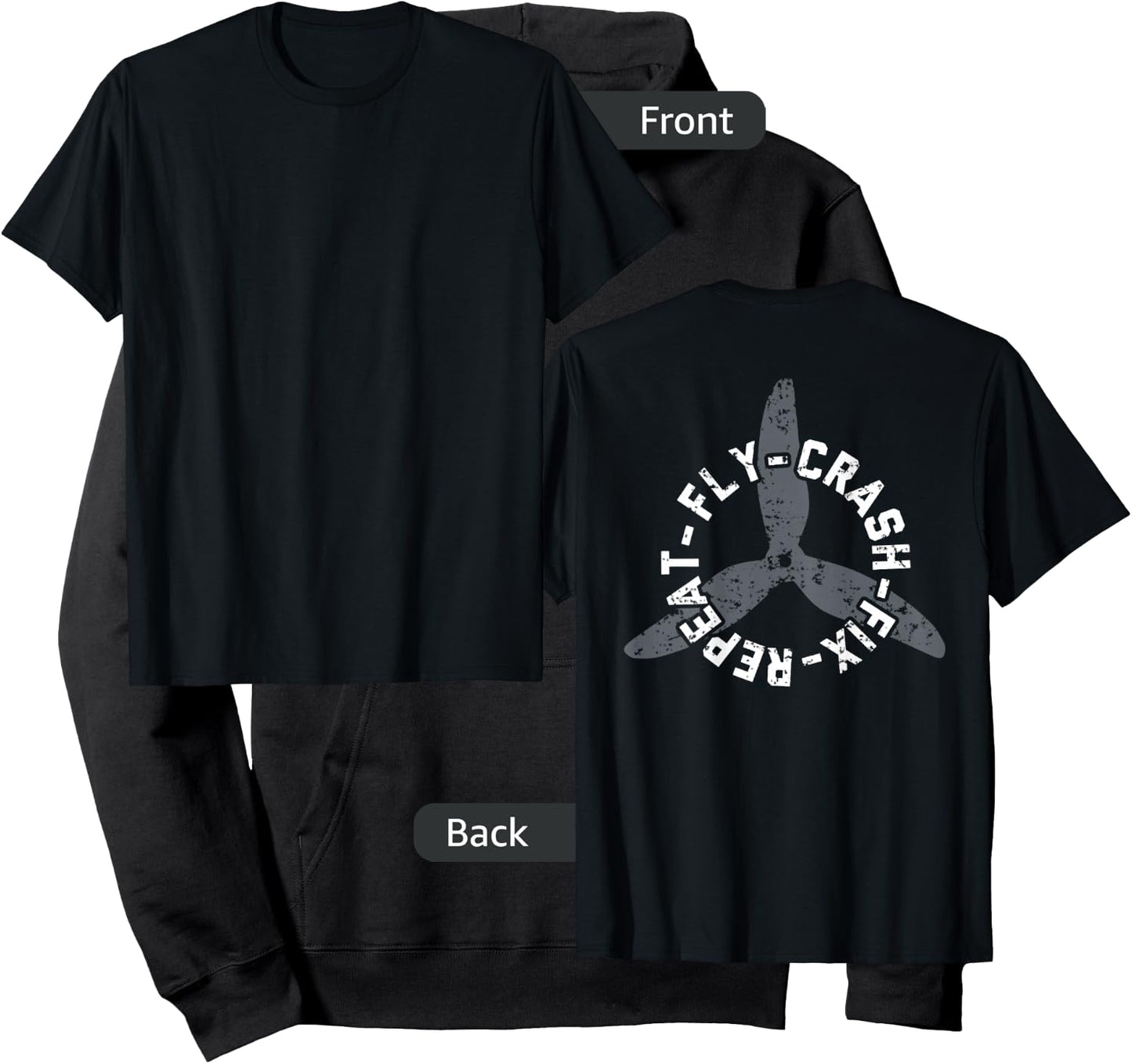 Fly Crash Fix Repeat - Funny FPV Drone Pilot - ON BACK Hoodie - Hoodie | Black