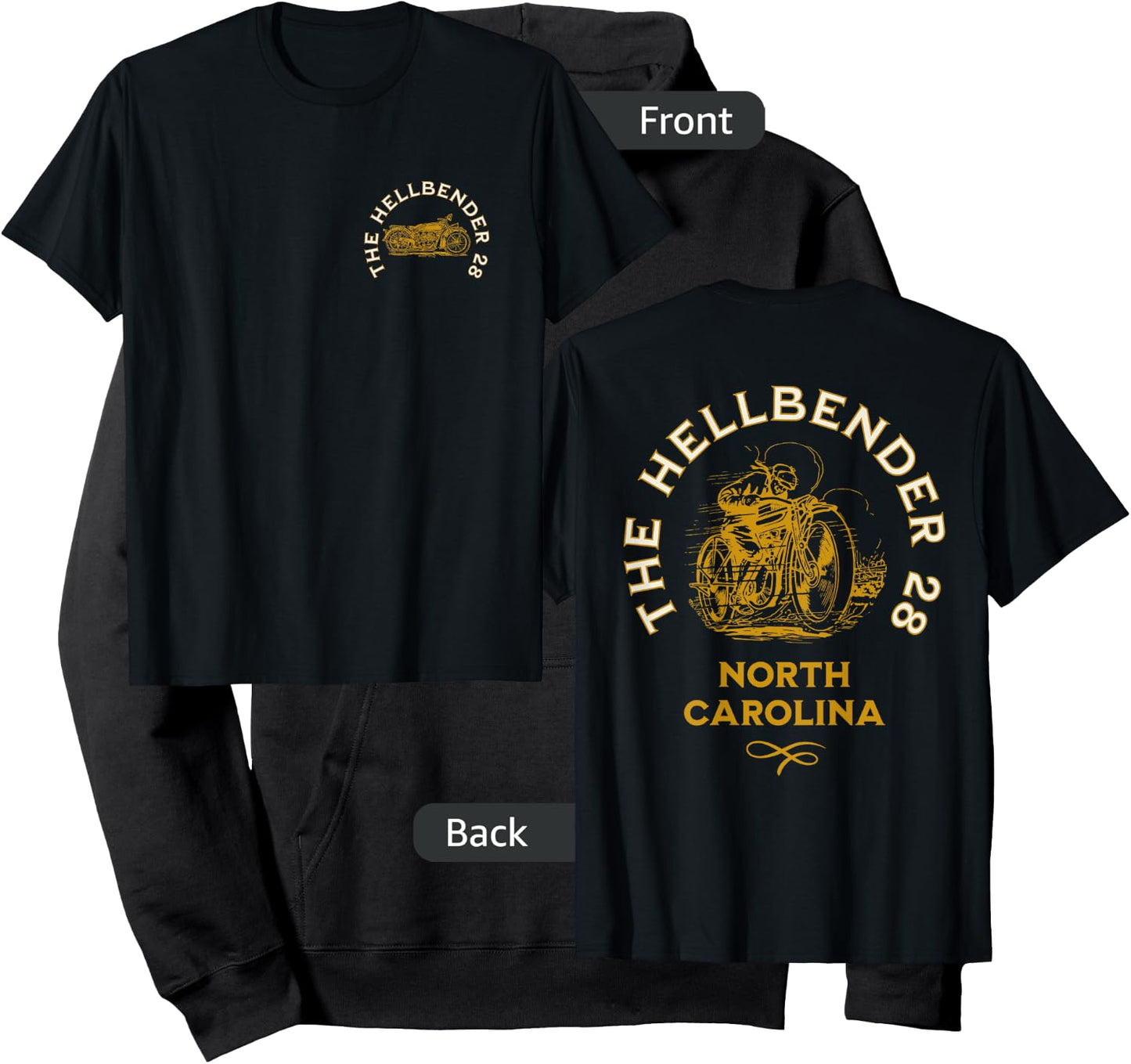 The Hellbender 28 North Carolina Route 28 NC Motorcycle Ride Hoodie - Hoodie | Black