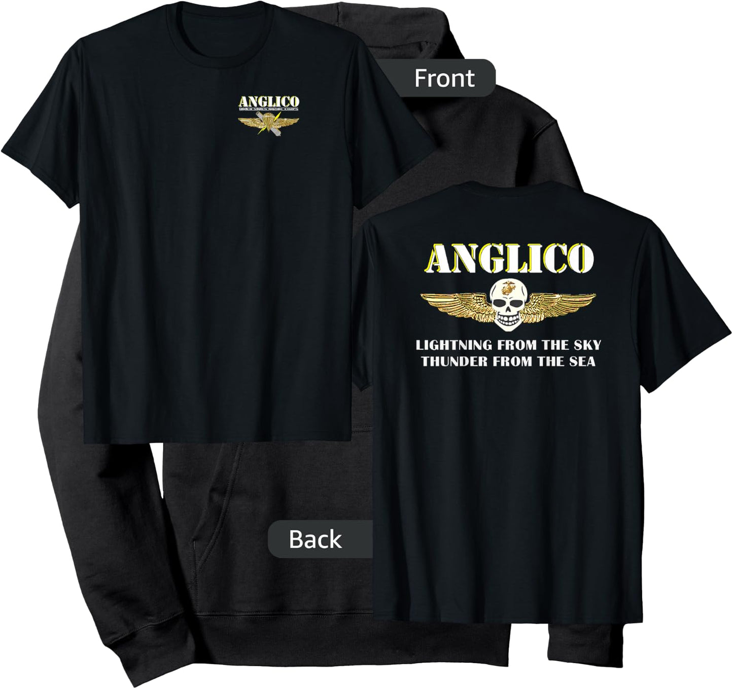 Out of Uniform ANGLICO Eagle Globe Anchor Veteran Adults Black Hoodie - Hoodie | Black