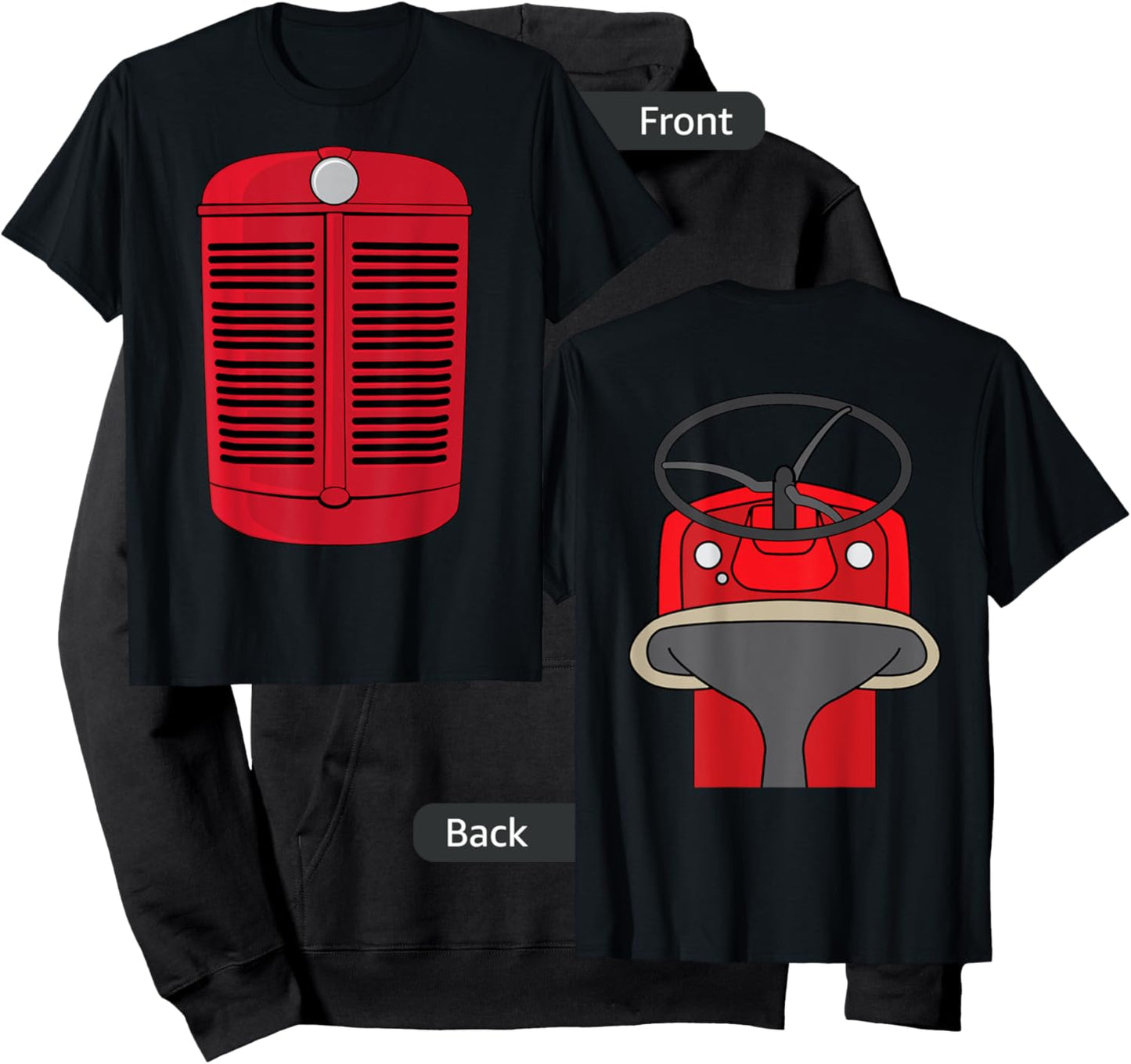 Funny Tractor Costume Antique Easy Idea Front and Back Hoodie - Hoodie | Black