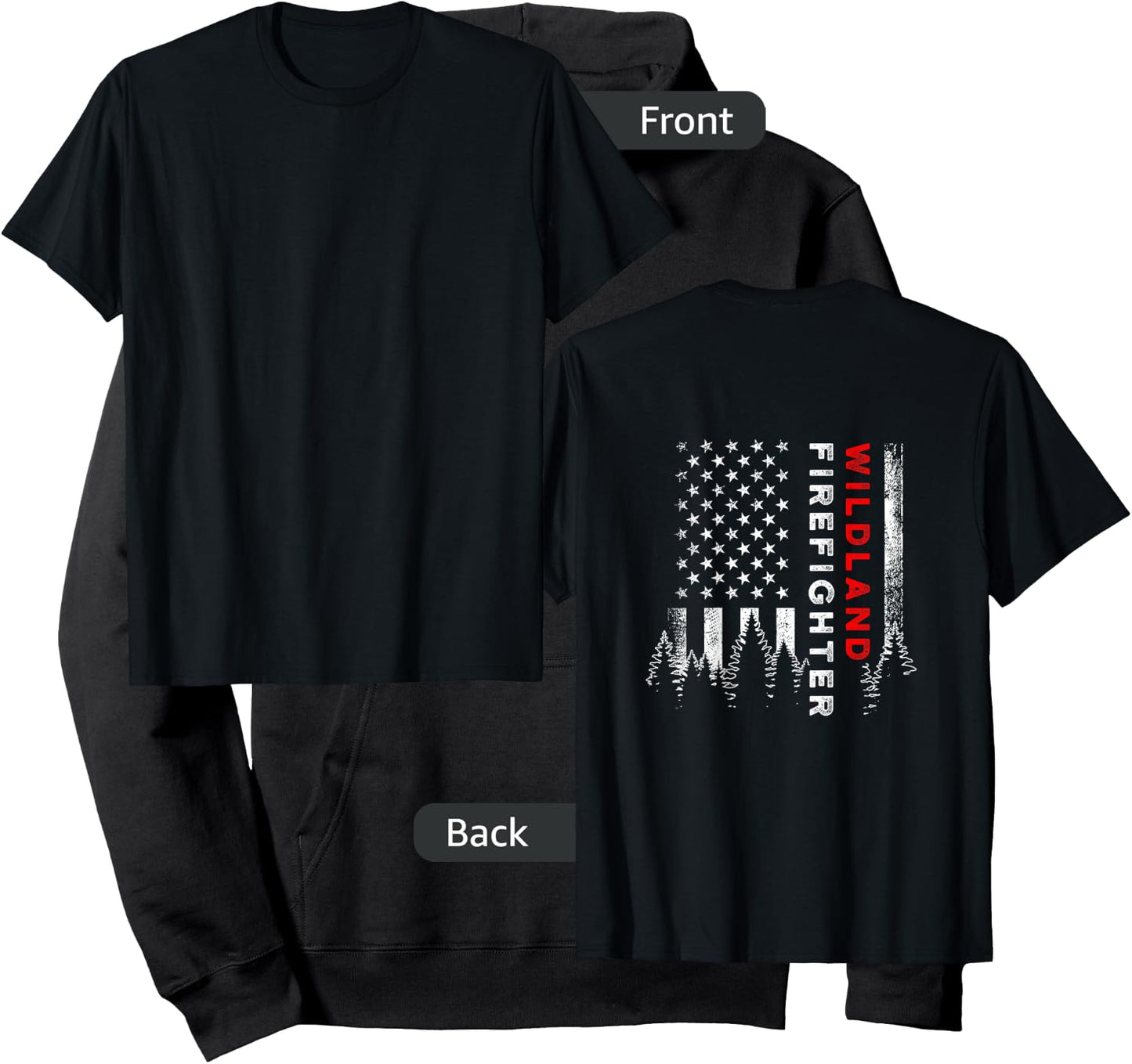 Wildland Firefighter Us Flag Firemen Hoodie - Hoodie | Black