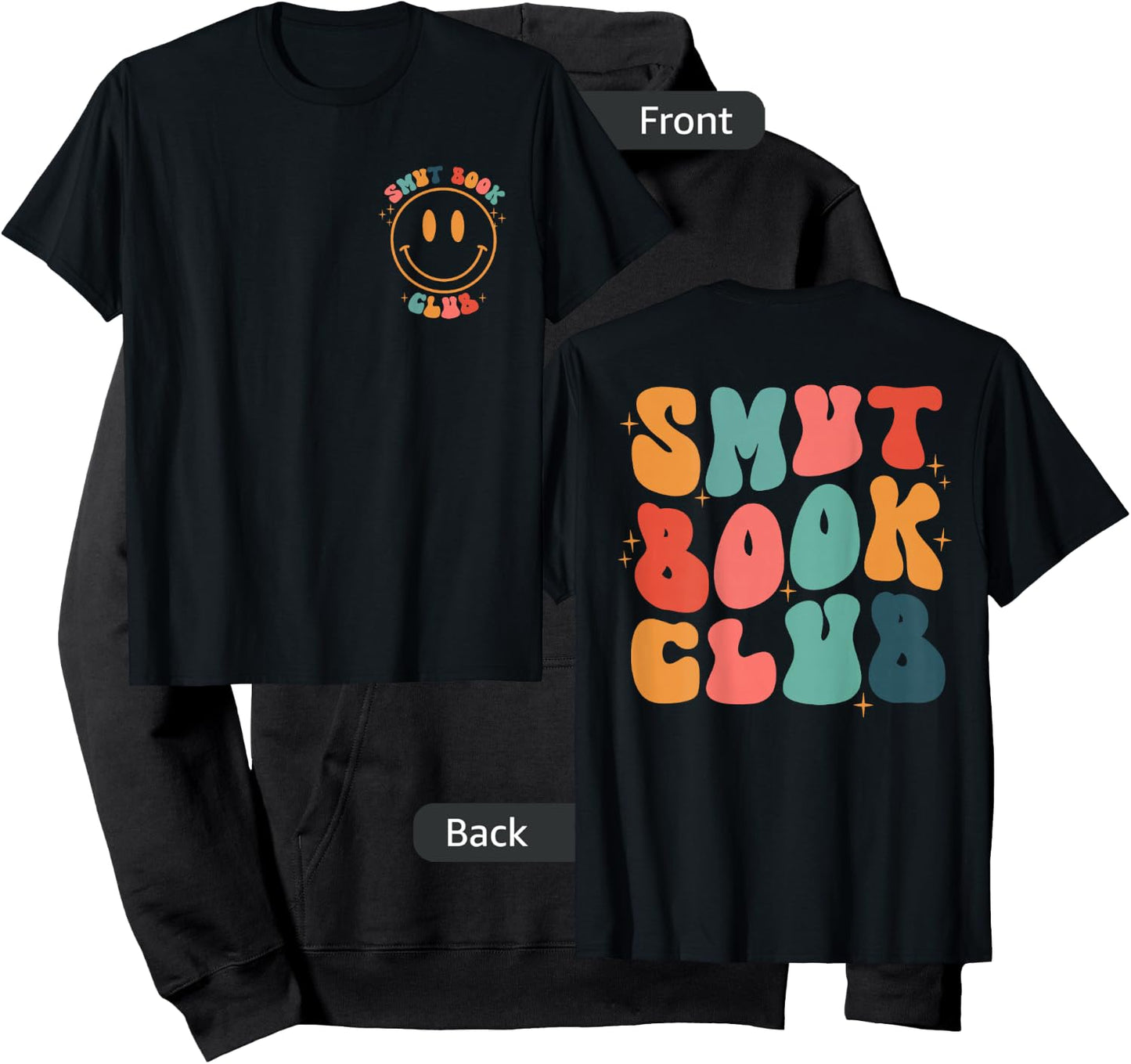 Smut Book Club Groovy Book Lovers Front and Back Hoodie - Hoodie | Black