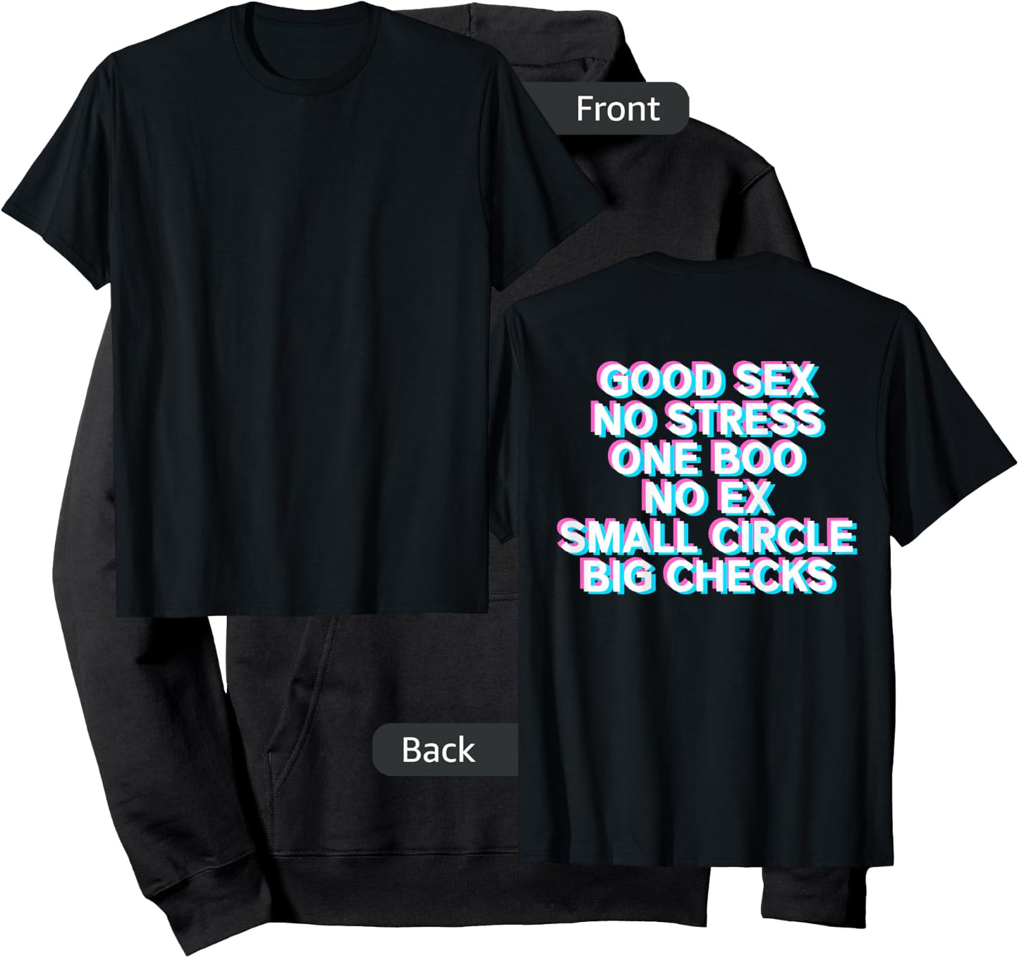 Good Sex No Stress One Boo No Ex (Back Print) Rap Slogan Hoodie - Hoodie | Black