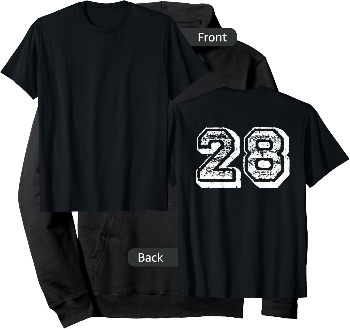 Number 28 Sports Jersey Player #28 Fan BACK PRINT Vintage Hoodie - Hoodie | Black
