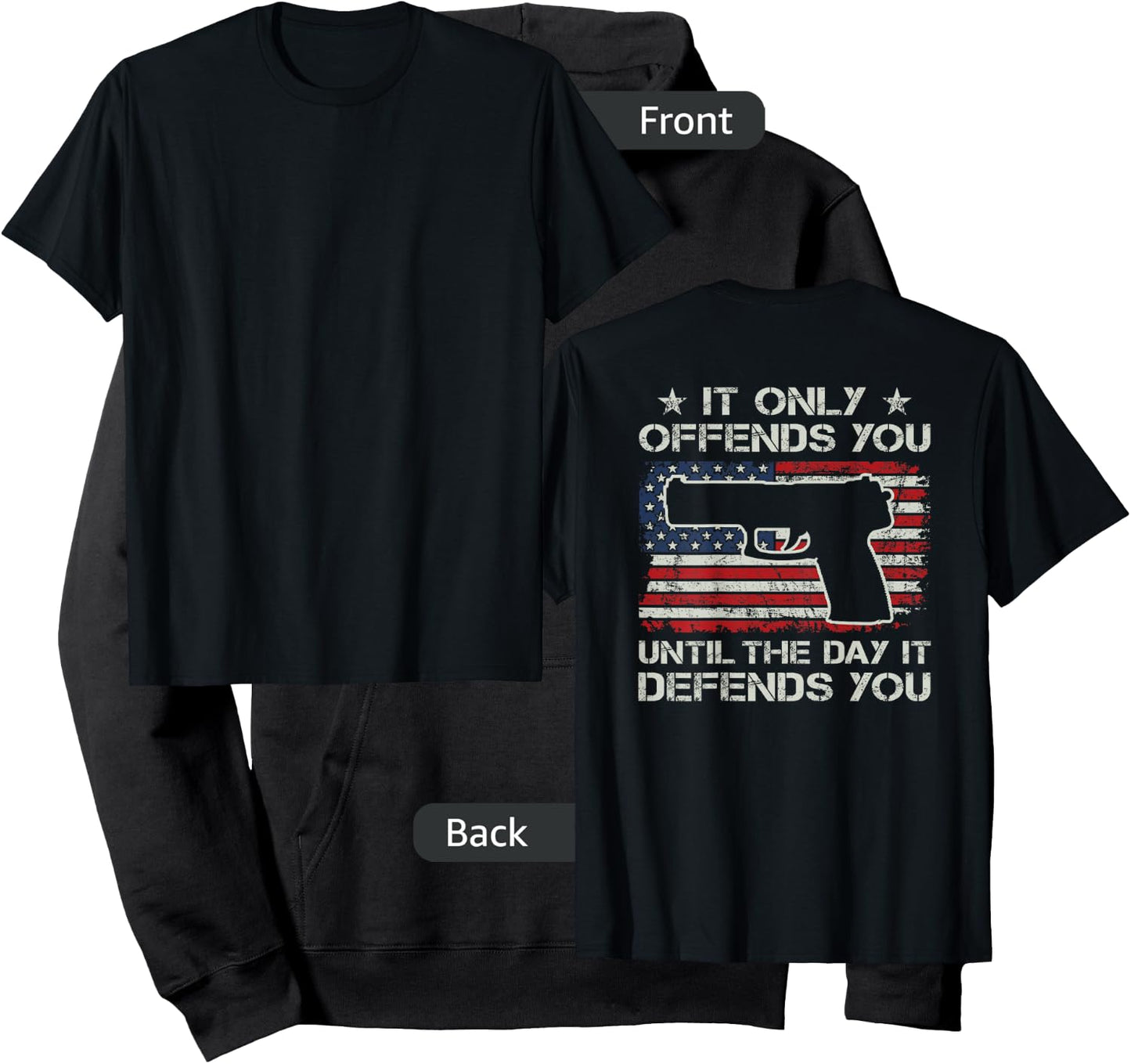 It Only Offends You Until It Defends You Pro Guns - ON BACK Hoodie - Hoodie | Black