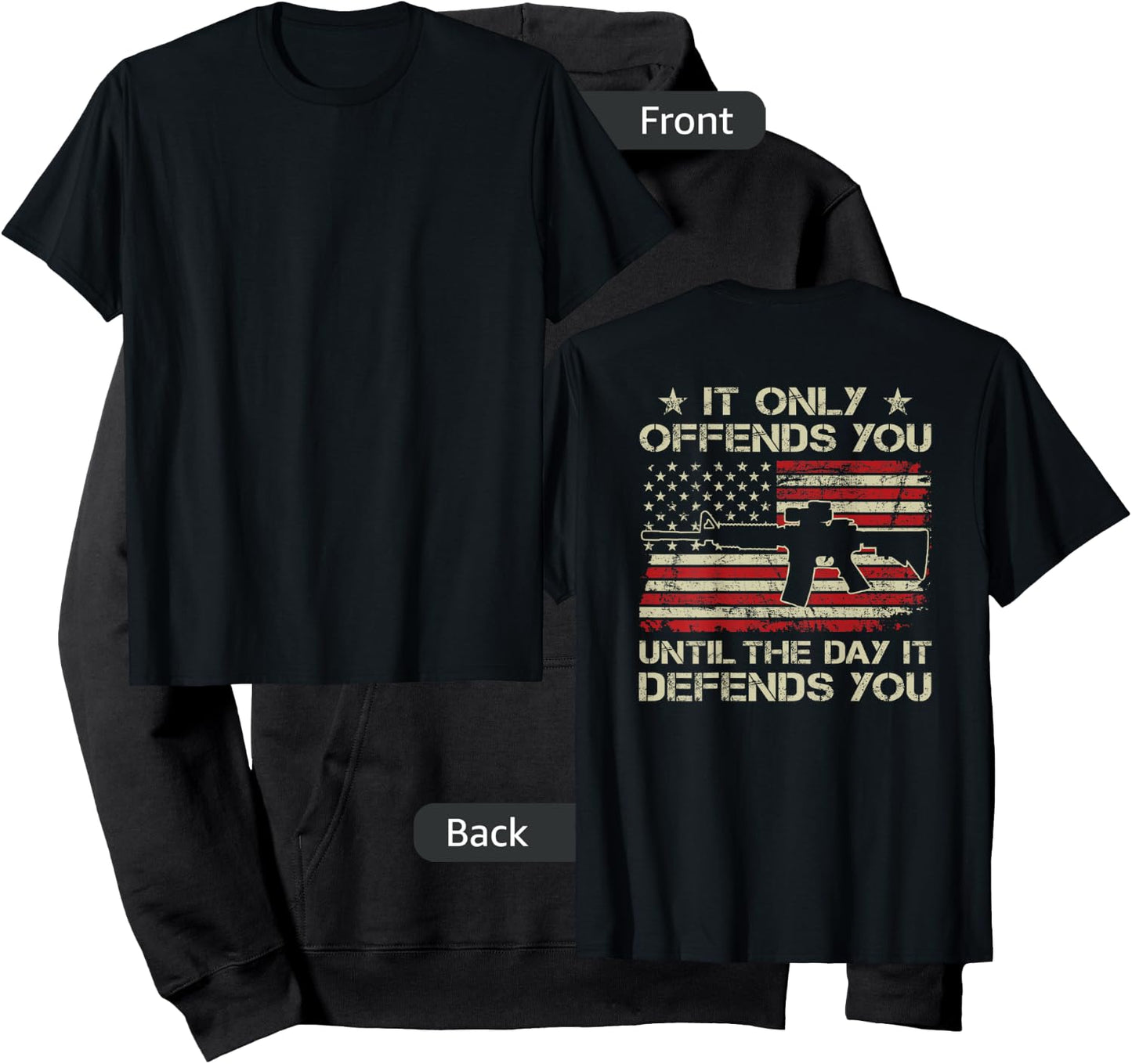 It Only Offends You Until The Day It Defends You - ON BACK Hoodie - Hoodie | Black