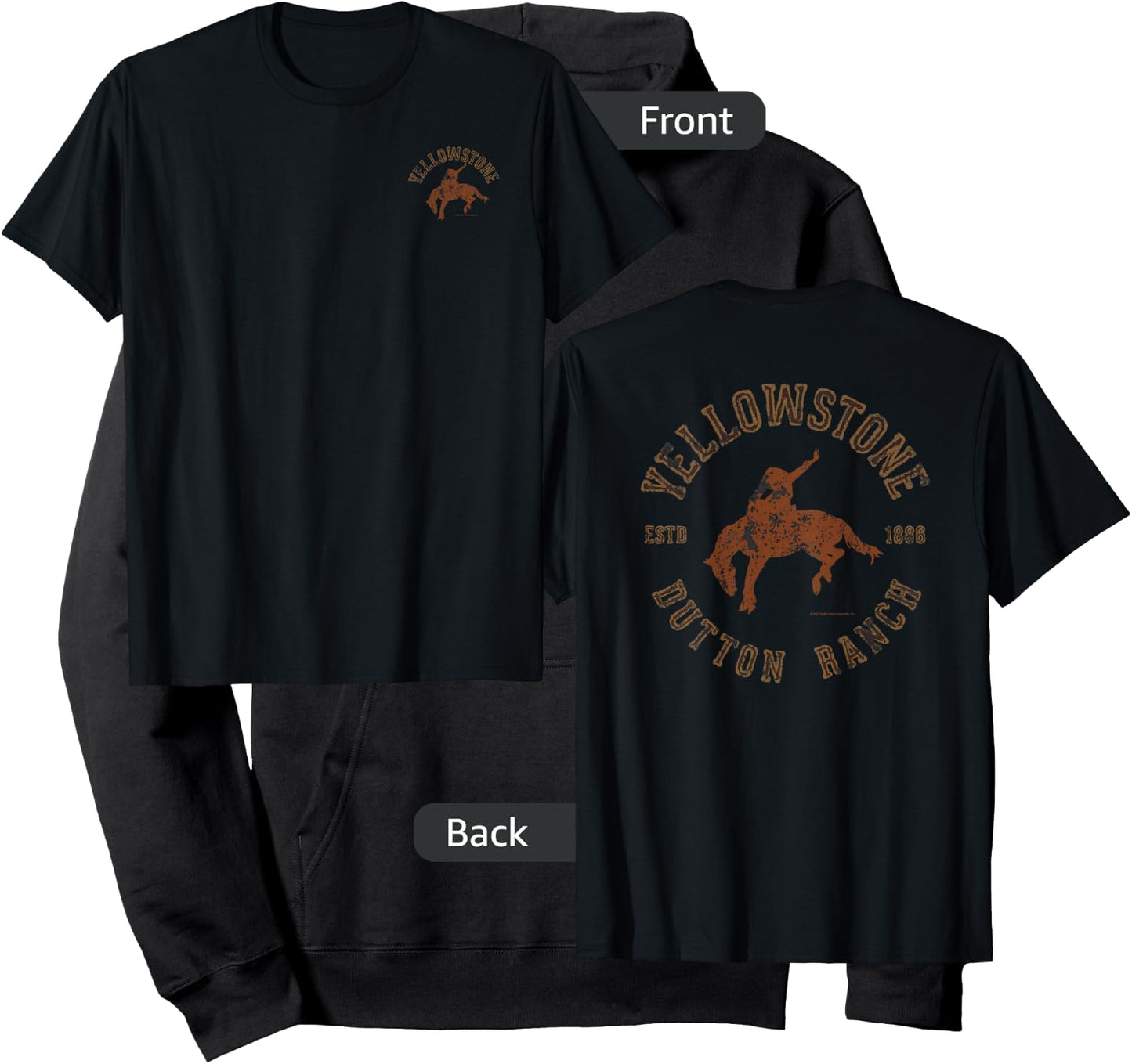 Yellowstone Dutton Ranch Cowboy Pocket Logo Front & Back Small Hoodie - Hoodie | Black