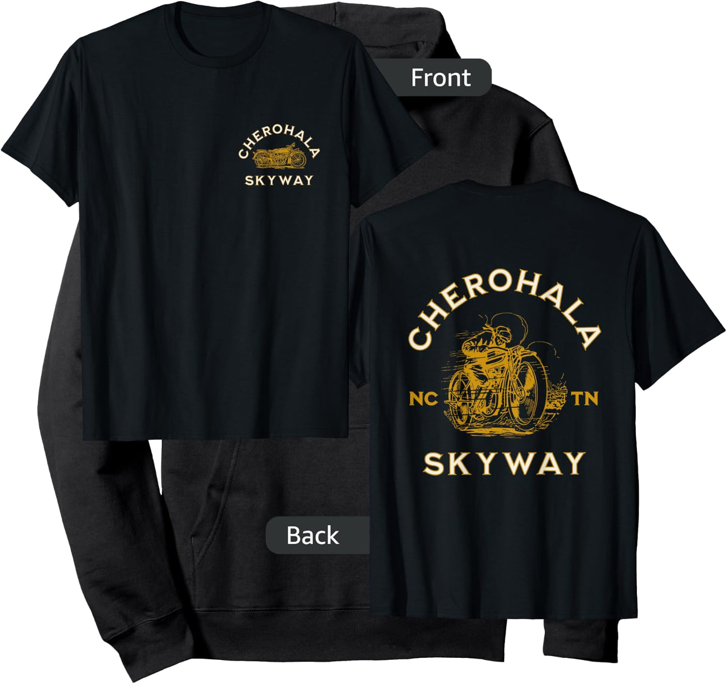 Cherohala Skyway in NC and TN USA Motorcycle Design Hoodie - Hoodie | Black