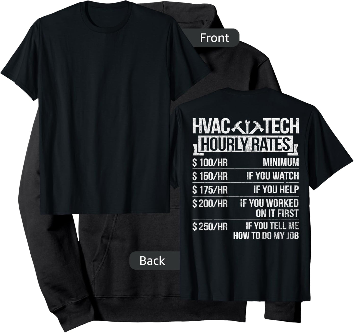 HVAC Technician Funny HVAC Tech Design On Back Hoodie - Hoodie | Black