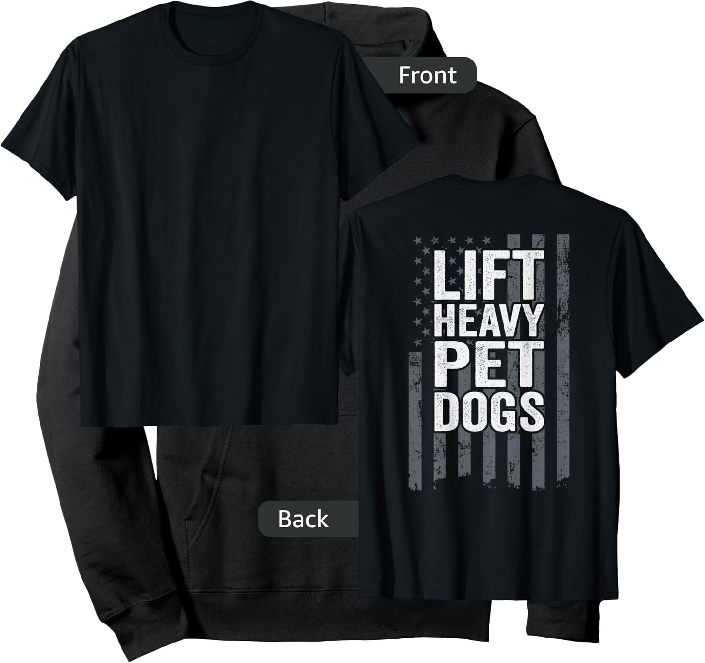 Lift Heavy Pet Dogs - Funny Dog Workout Fitness - ON BACK Hoodie - Hoodie | Black