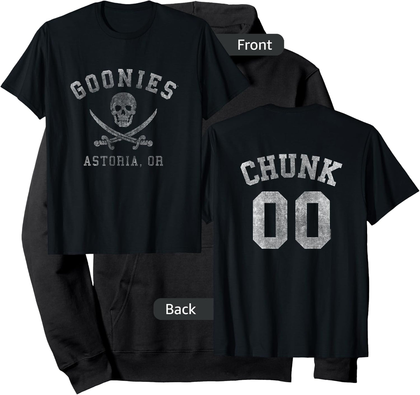 The Goonies Logo and Chunk Jersey Front and Back Movie Hoodie - Hoodie | Black