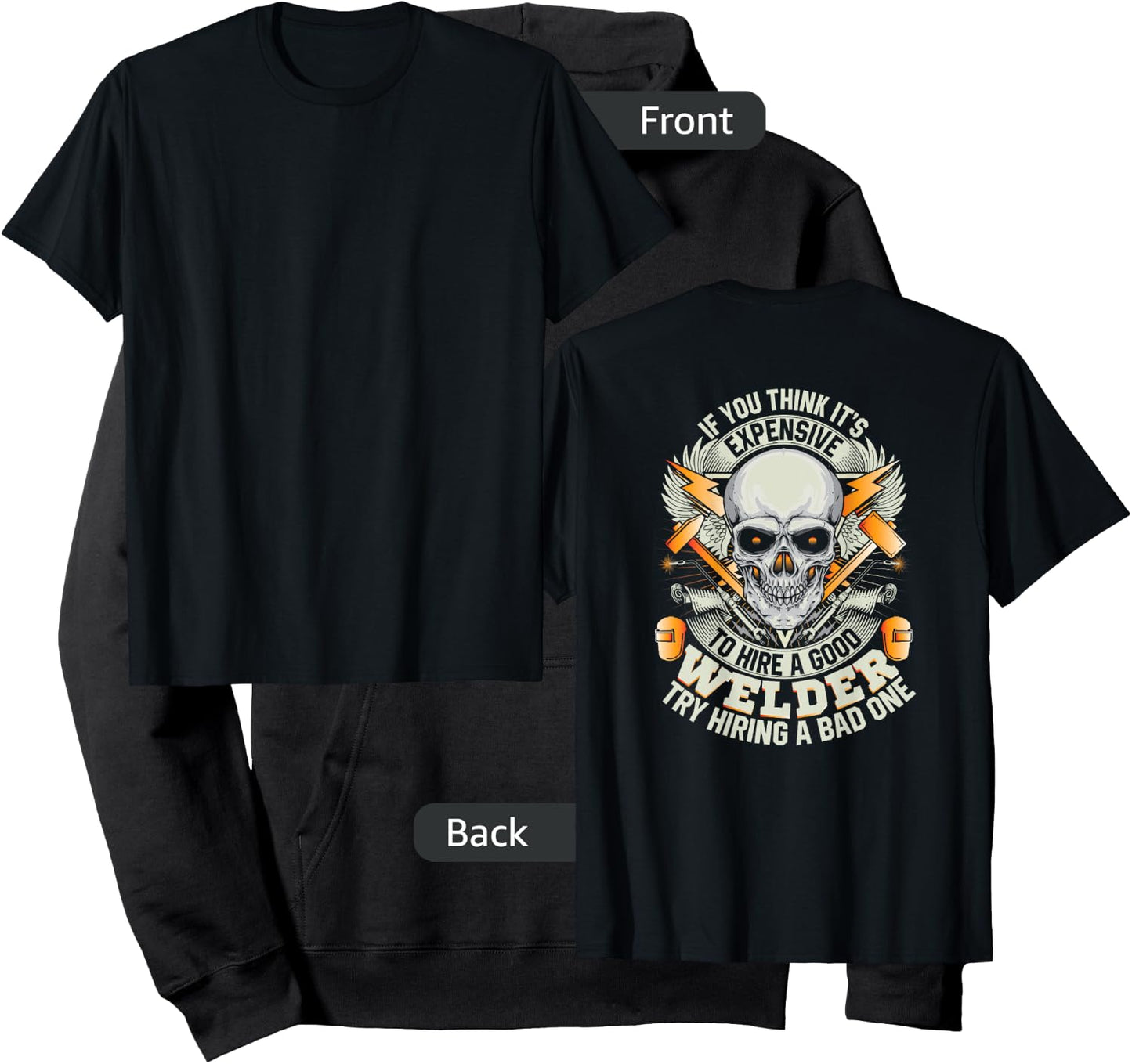 Welder Funny Welding Image On Back Of Shirt Hoodie - Hoodie | Black