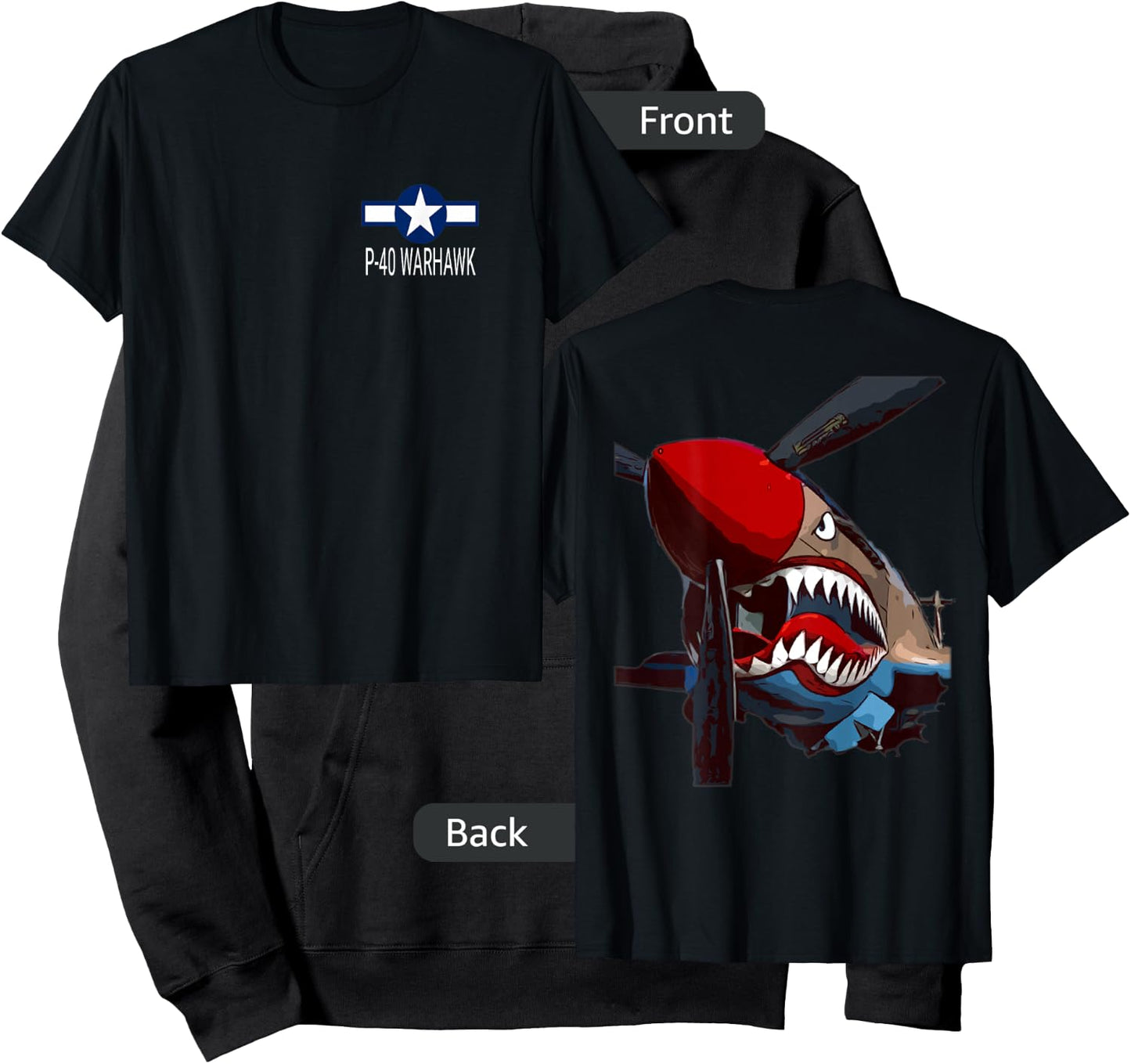 P-40 Warhawk Fighter Aircraft WW2 Airplane Military (DS) Hoodie - Hoodie | Black