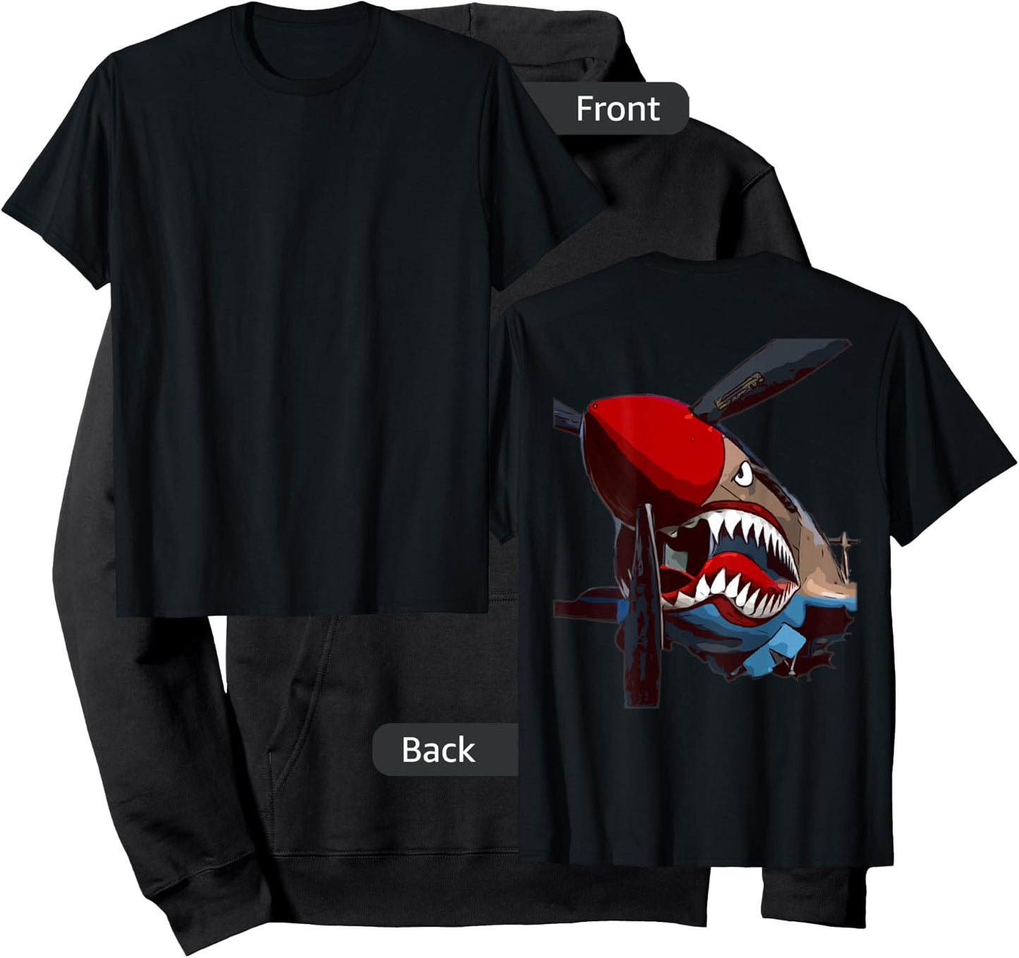 P-40 Warhawk Fighter Aircraft WW2 Airplane (Back) Hoodie - Hoodie | Black