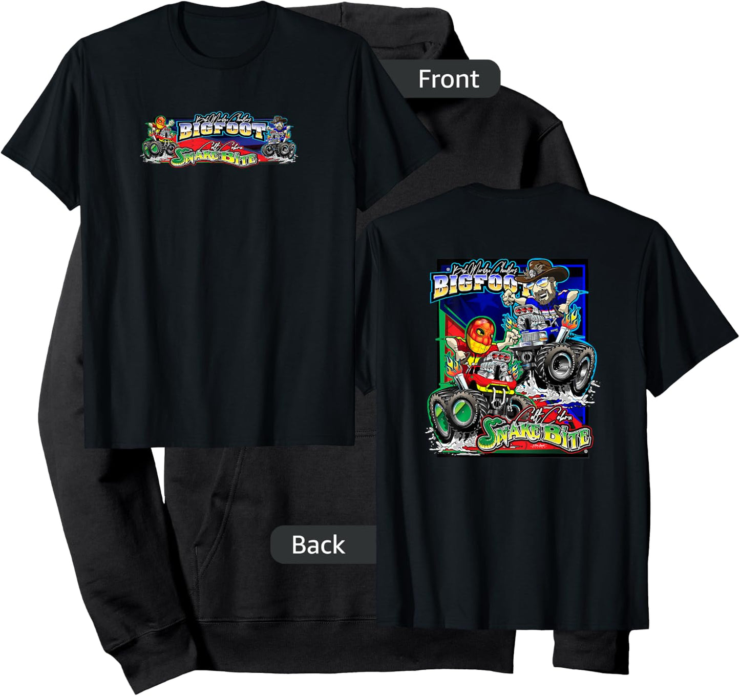 BIGFOOT vs. SNAKE BITE Caricatures (2-Sided) Hoodie - Hoodie | Black