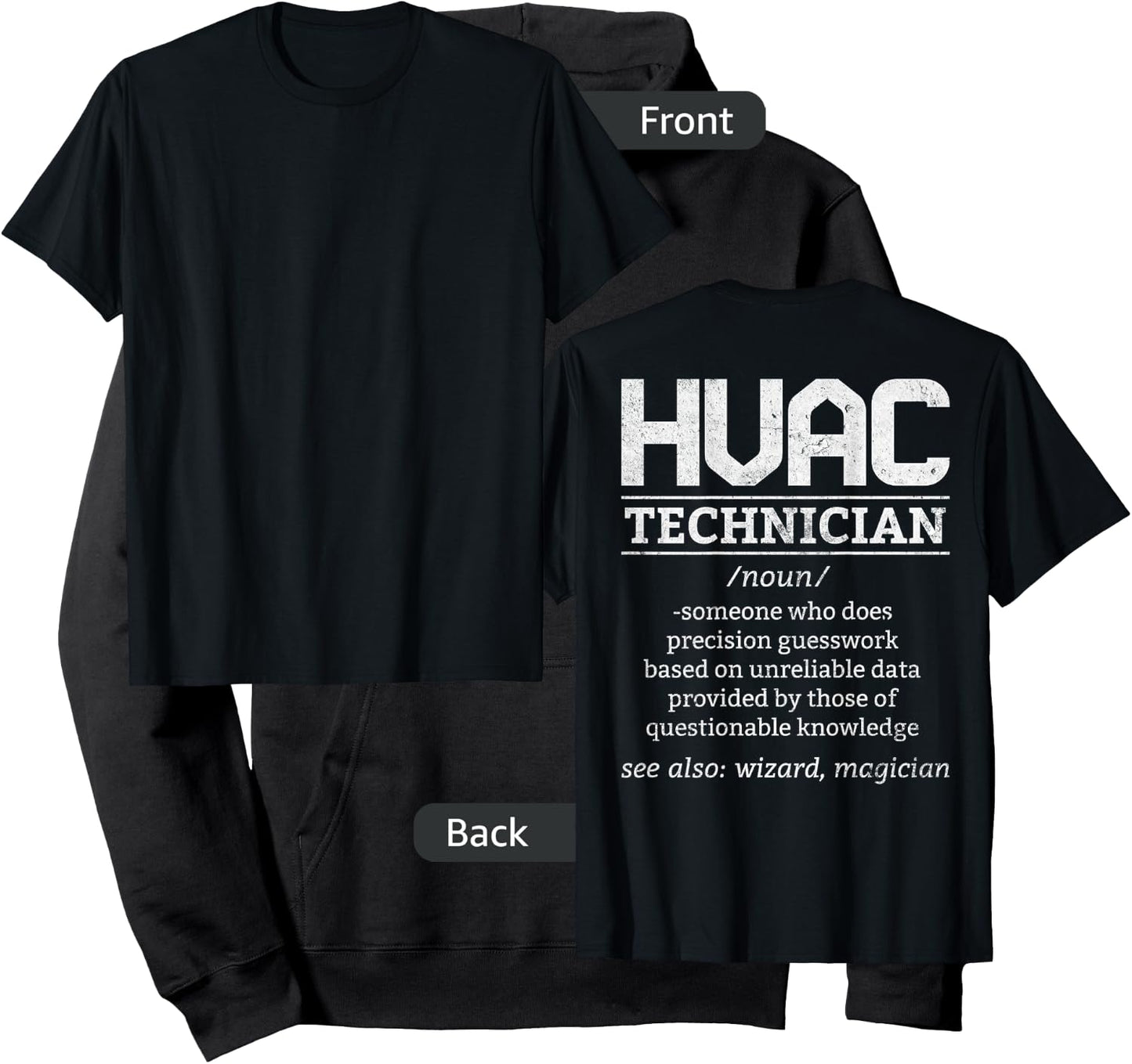 HVAC Tech Novelty Ac Technician HVAC Mechanic Design On Back Hoodie - Hoodie | Black