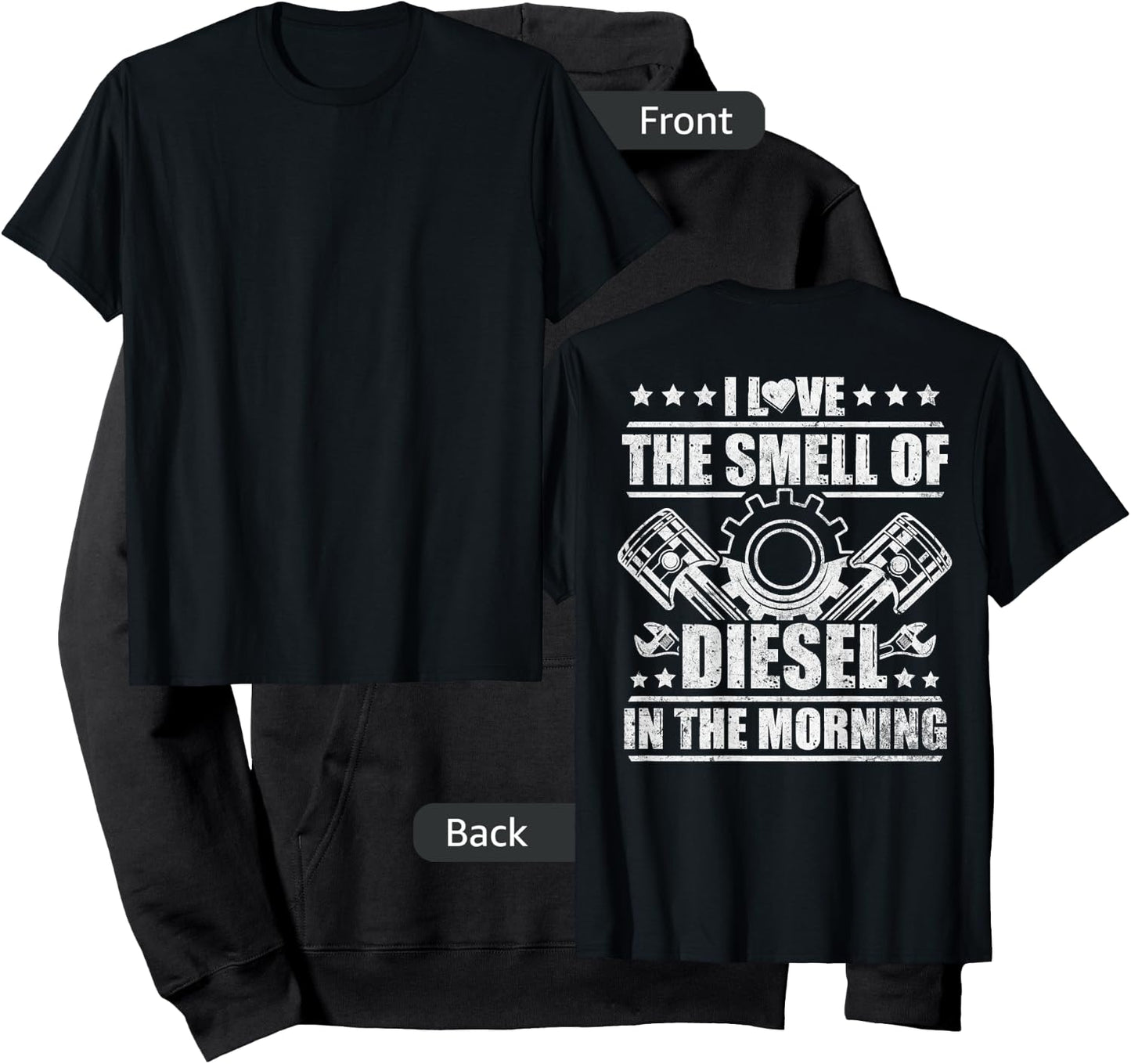 Truck Driver Novelty Diesel Flue Trucker Design On Back Hoodie - Hoodie | Black