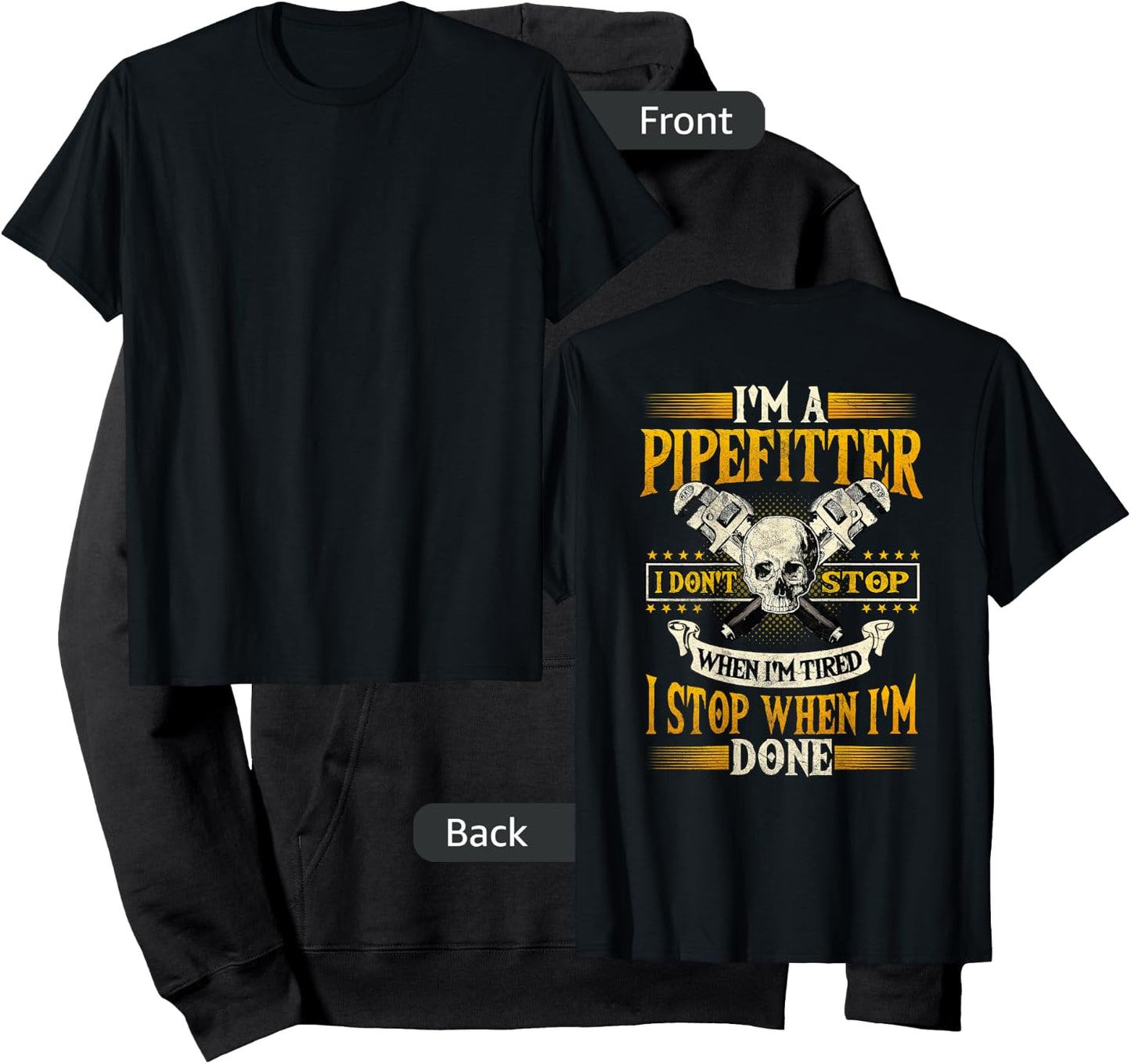 Pipefitter Gifts Funny Plumber Image On Back Of Shirt Hoodie - Hoodie | Black